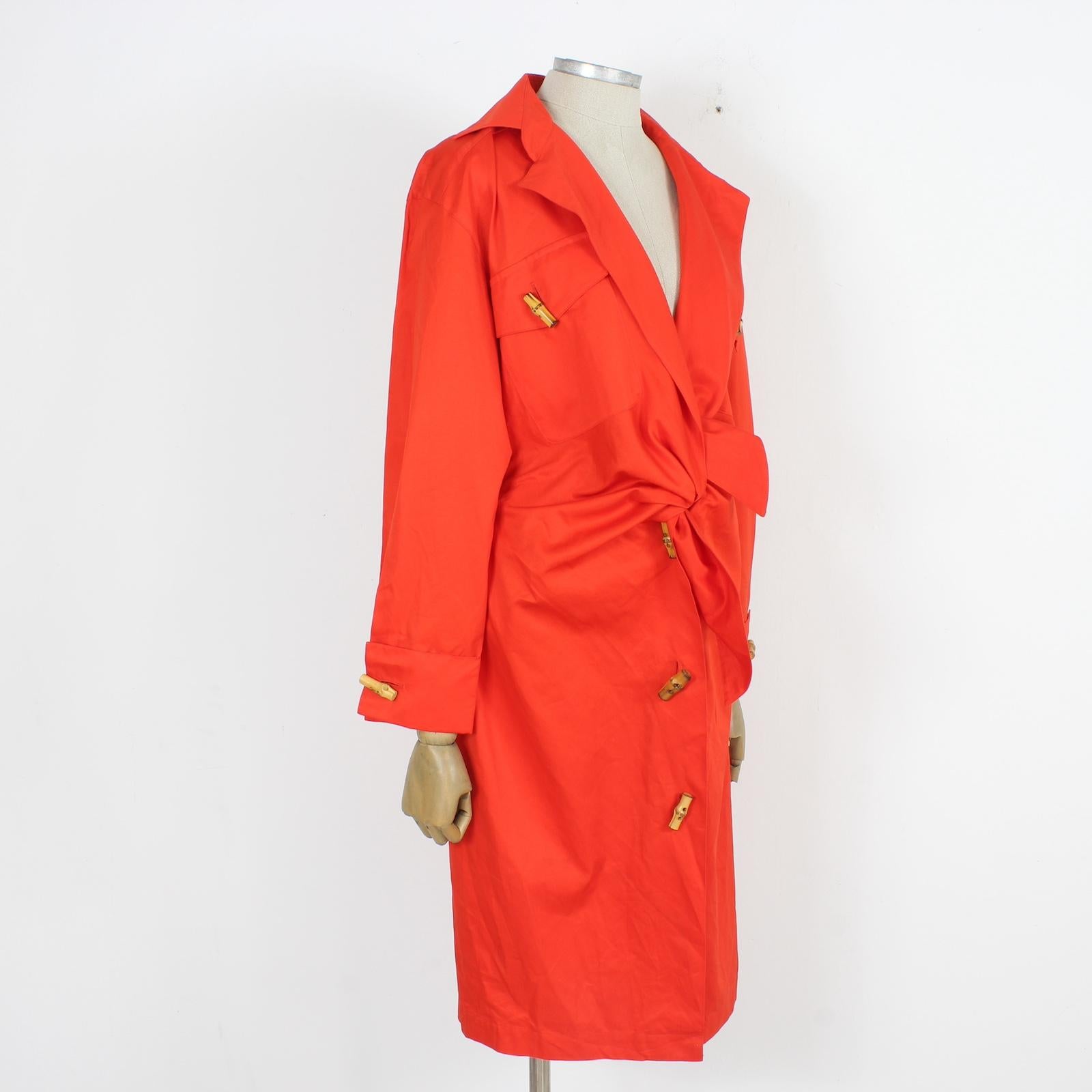 Genny Red Cotton Frog Button Cocktail Dress 1990 Pour femmes en vente