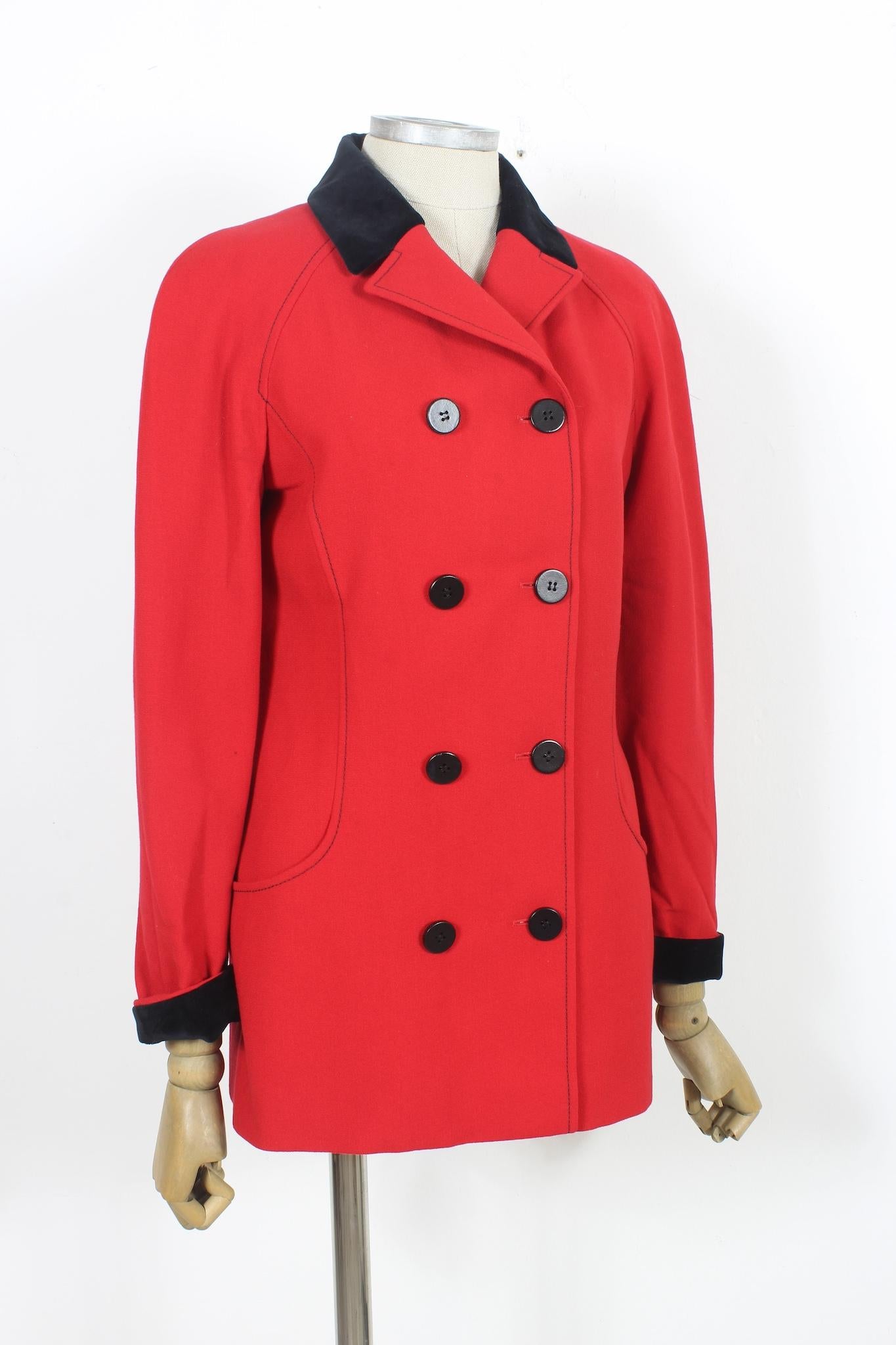 Women's Genny Red Wool Double Breasted Evening Jacket 1980s