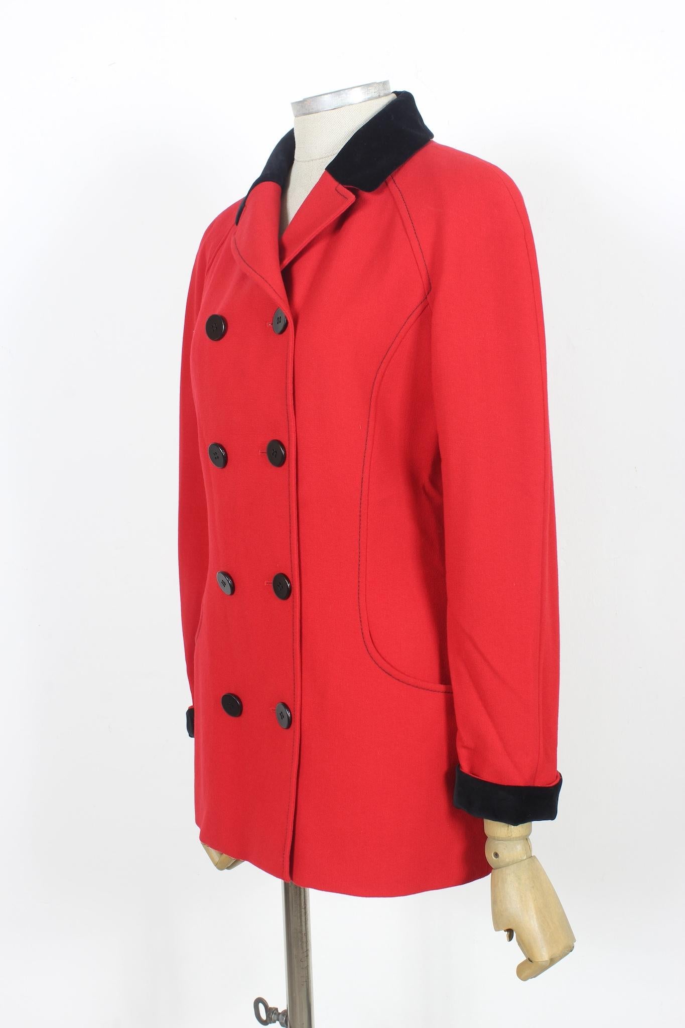 Genny Red Wool Double Breasted Evening Jacket 1980s 1