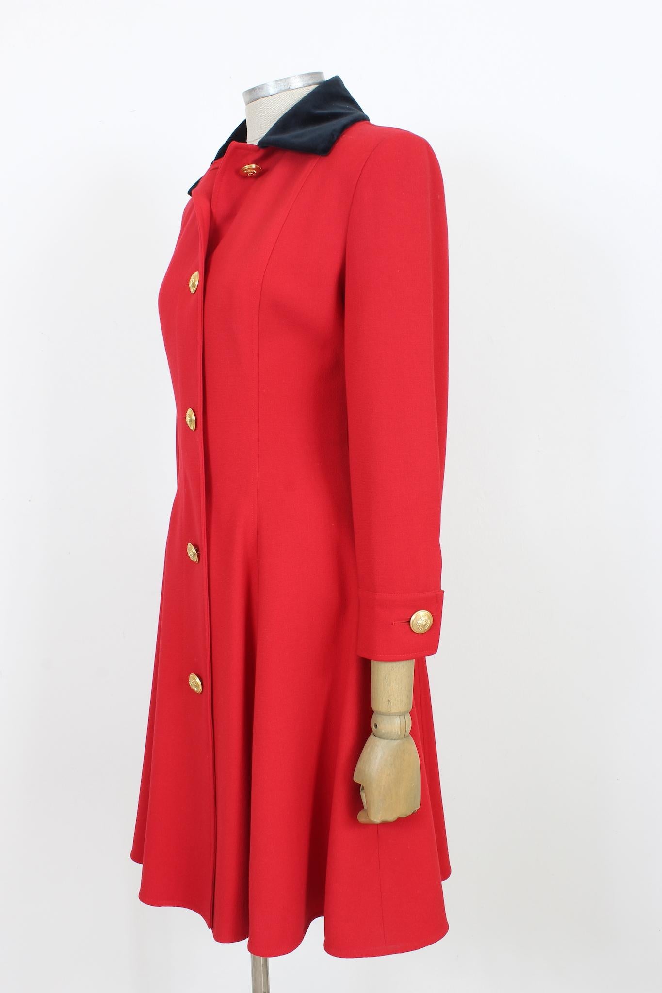 Genny Rot Wolle Vintage Classic Ausgestelltes Kleid 1990s im Angebot 1