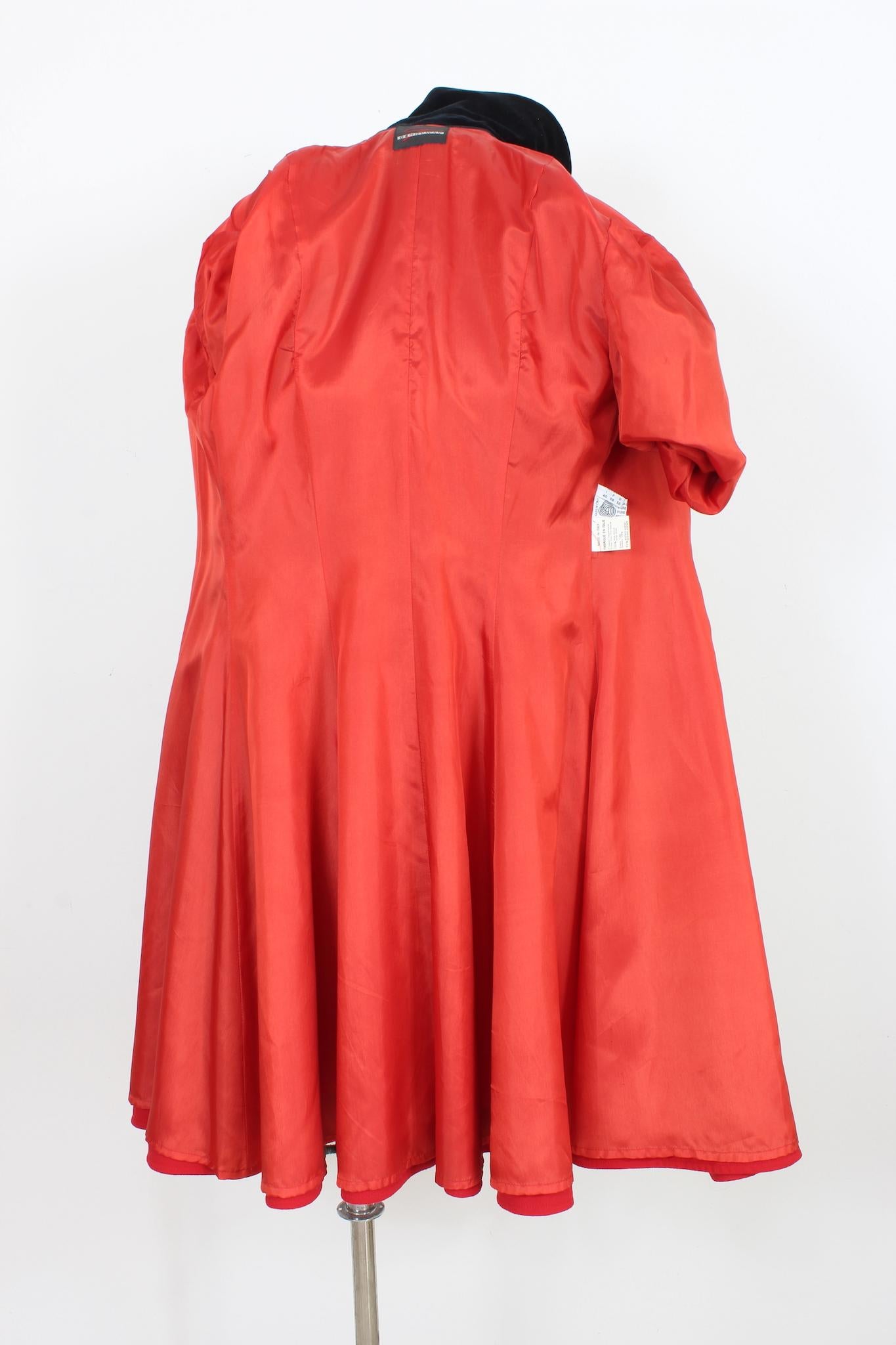 Genny Rot Wolle Vintage Classic Ausgestelltes Kleid 1990s im Angebot 2