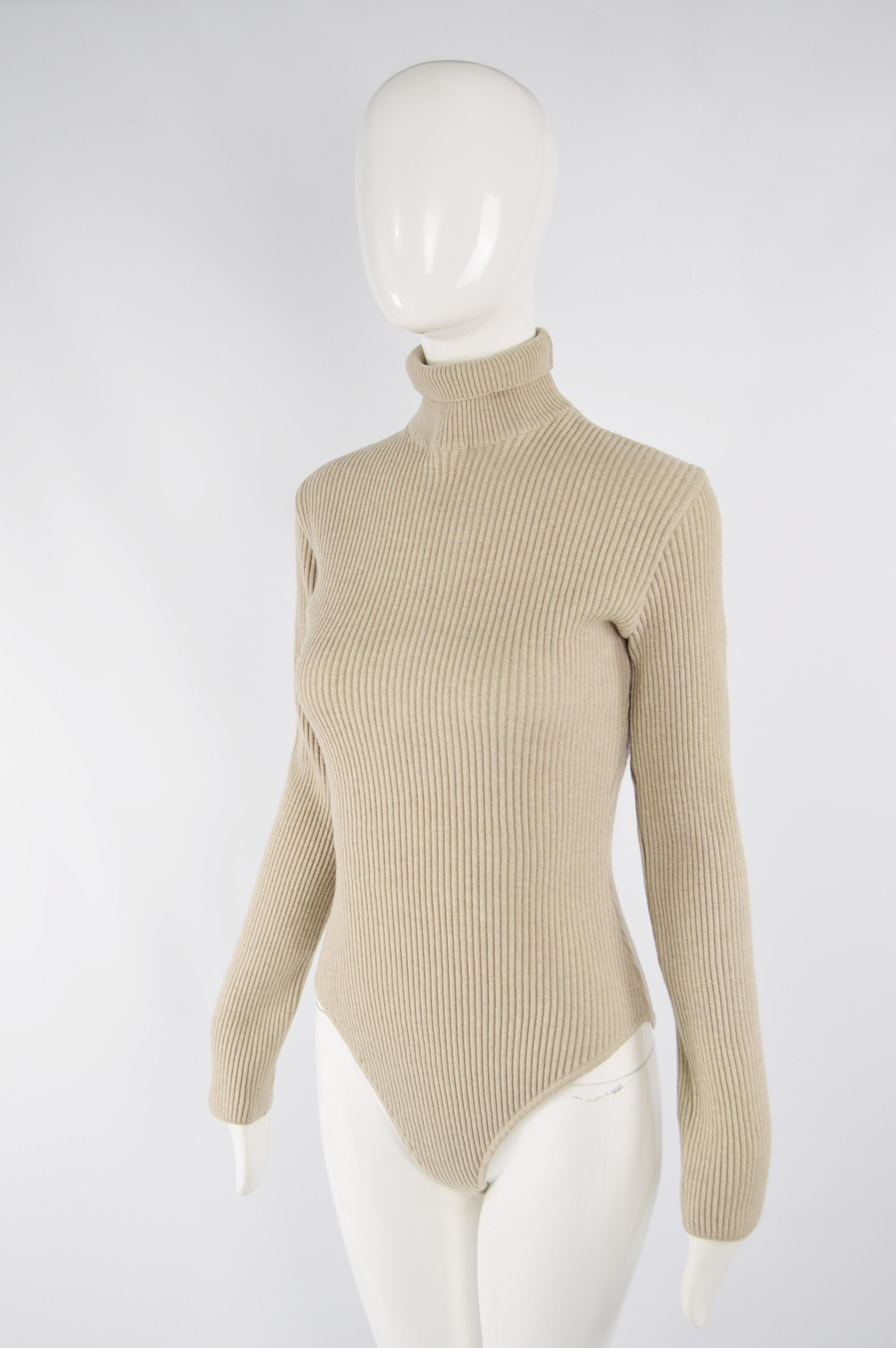 Genny Vintage Wool & Cashmere Knit Bodysuit Top In Excellent Condition In Doncaster, South Yorkshire