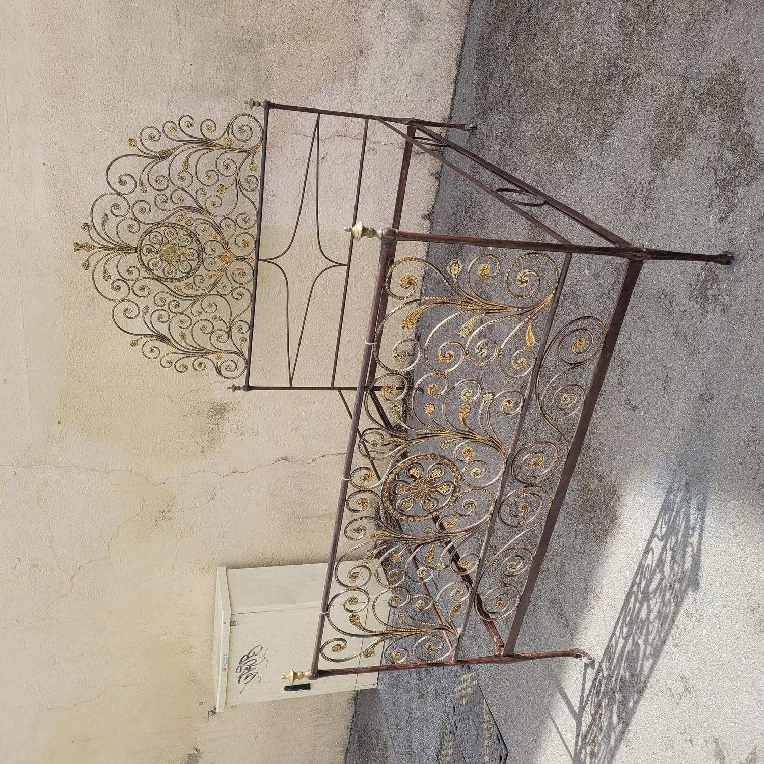 Genoese Bed In Painted Iron, Width 145cm, Early 19th Century For Sale 7