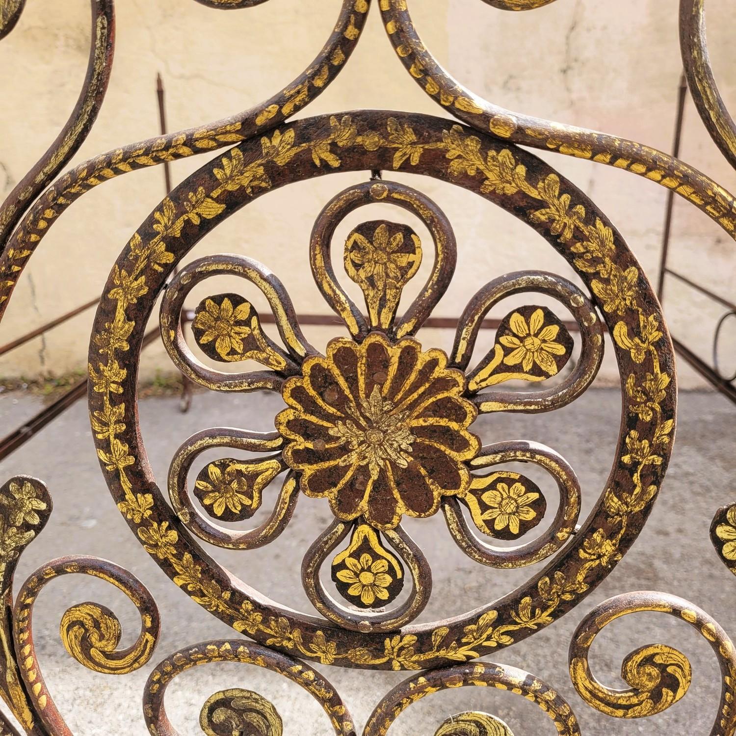 Genoese Bed In Painted Iron, Width 145cm, Early 19th Century For Sale 14