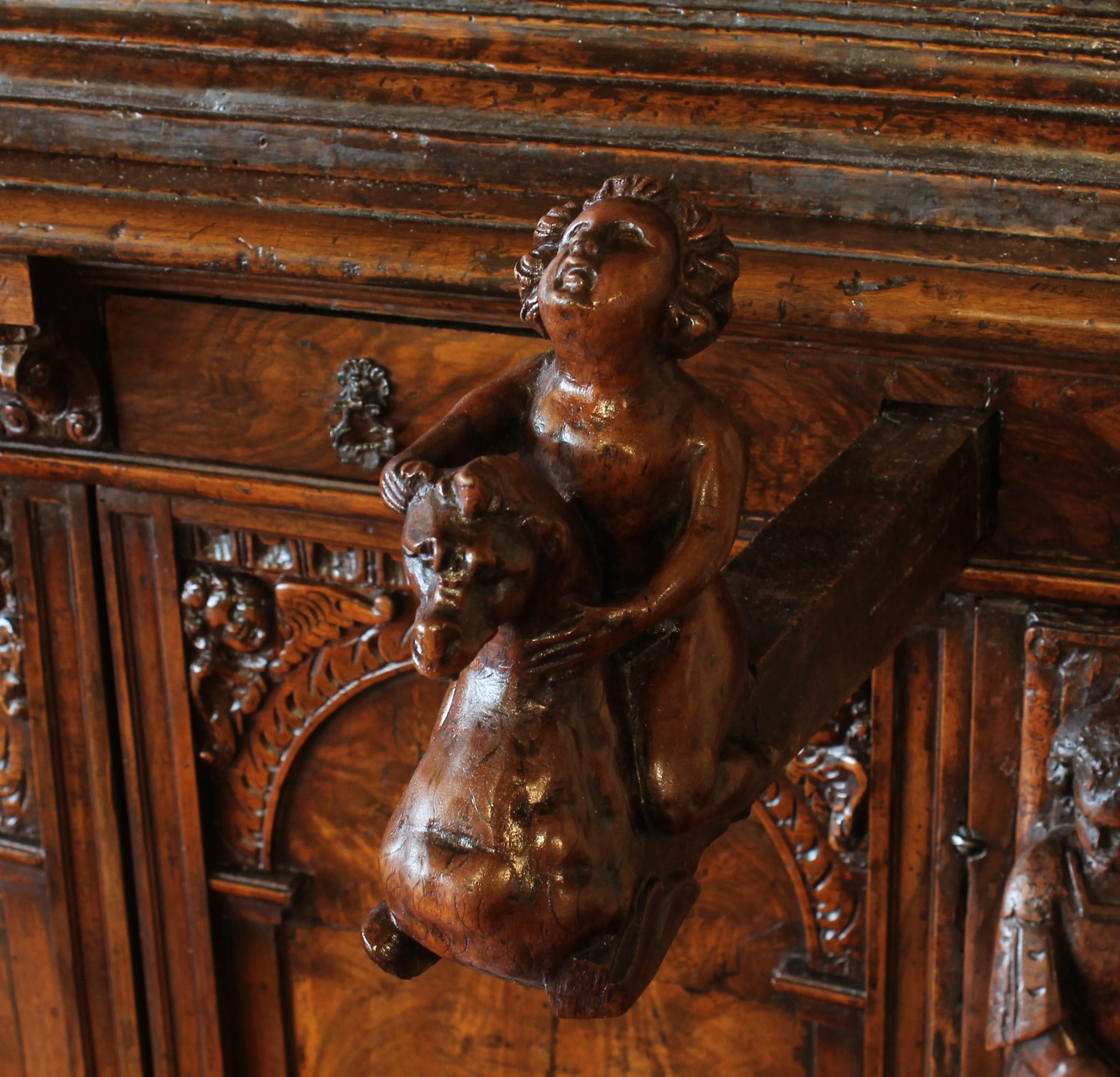 18th Century and Earlier Genoese Cabinet Called Stipo From The Renaissance Period In Walnut - 16th Centur For Sale