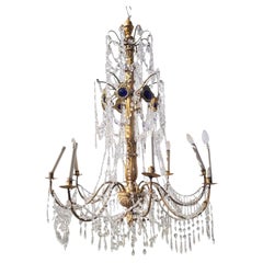 Genoese Chandelier, 135cm High, In Gilded Wood And Crystal, Early 19th Century