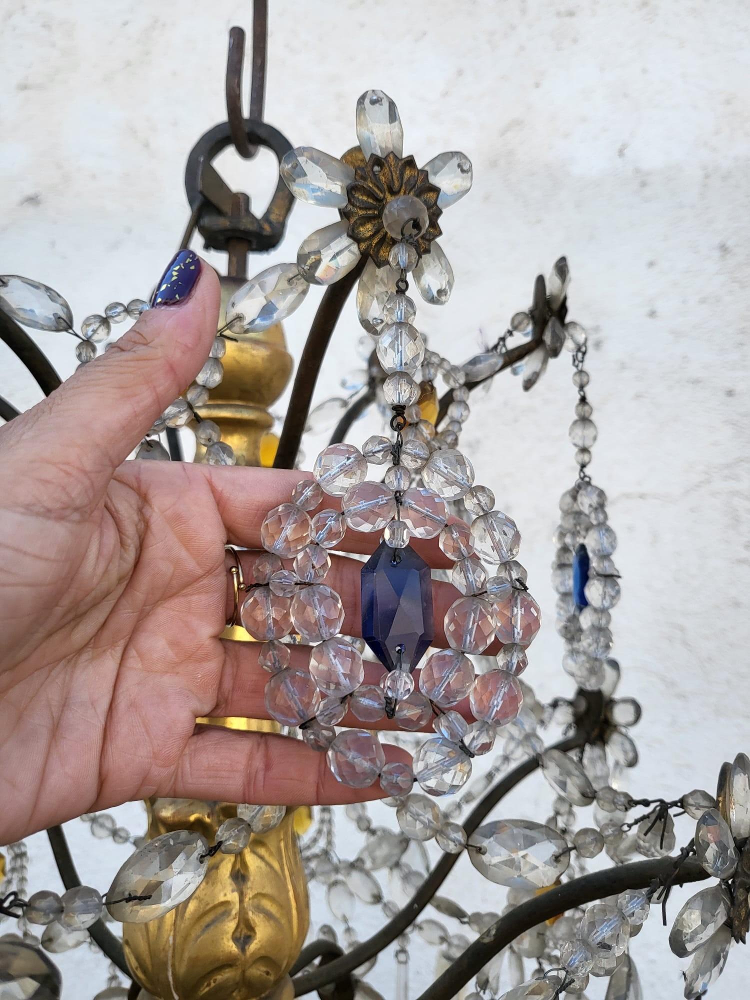 Lustre géorgien en bois doré et cristal, fin 18e début 19e siècle en vente 2