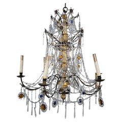 Genoese Chandelier In Gilded Wood And Crystal, Late 18th Early 19th Century