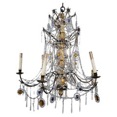 Lampadario genovese in legno dorato e cristallo, fine XVIII inizio XIX secolo