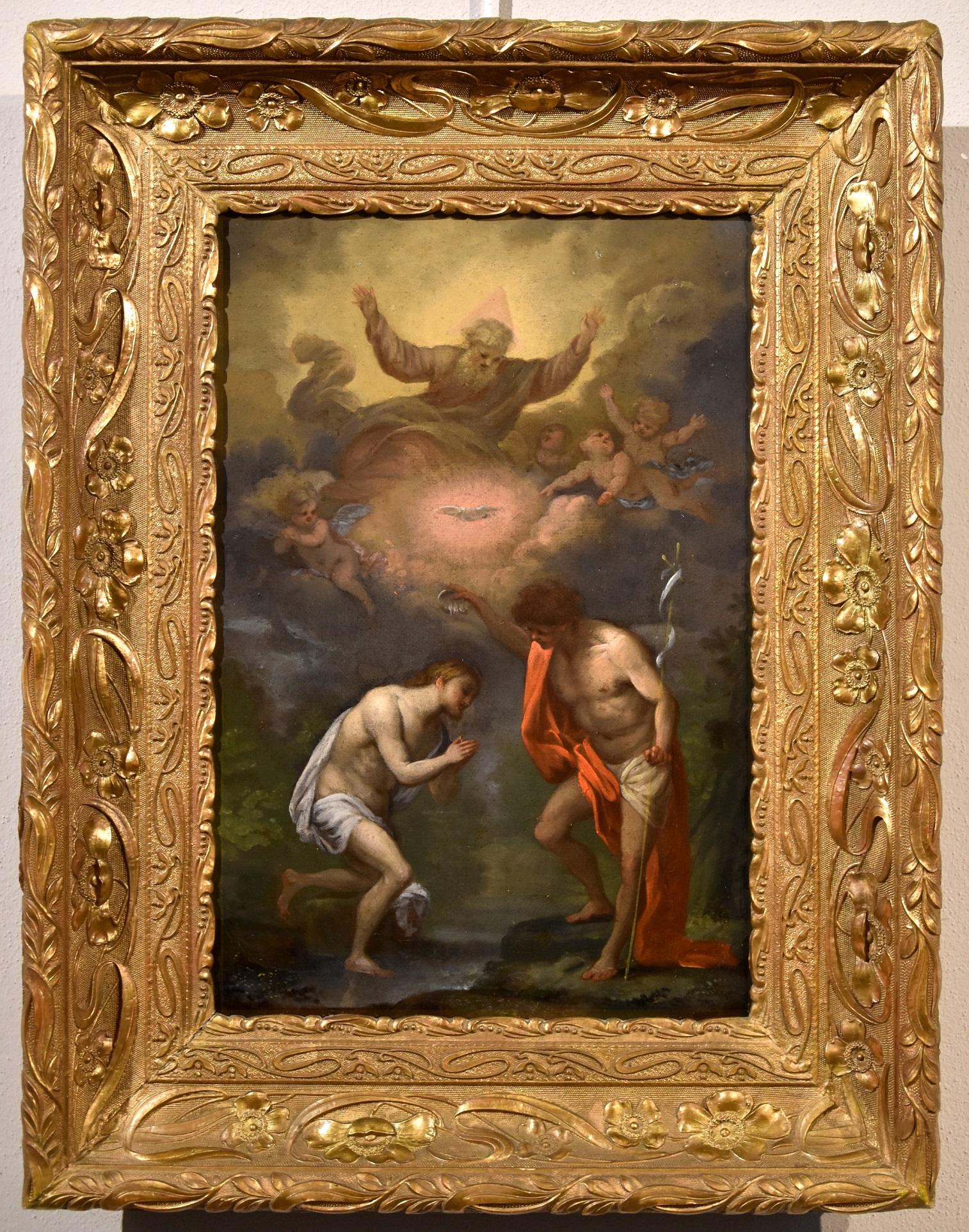 Genoese school of the late seventeenth century Portrait Painting - Baptism Christ God Paint Oil on canvas 17th Century Genoese School Old master