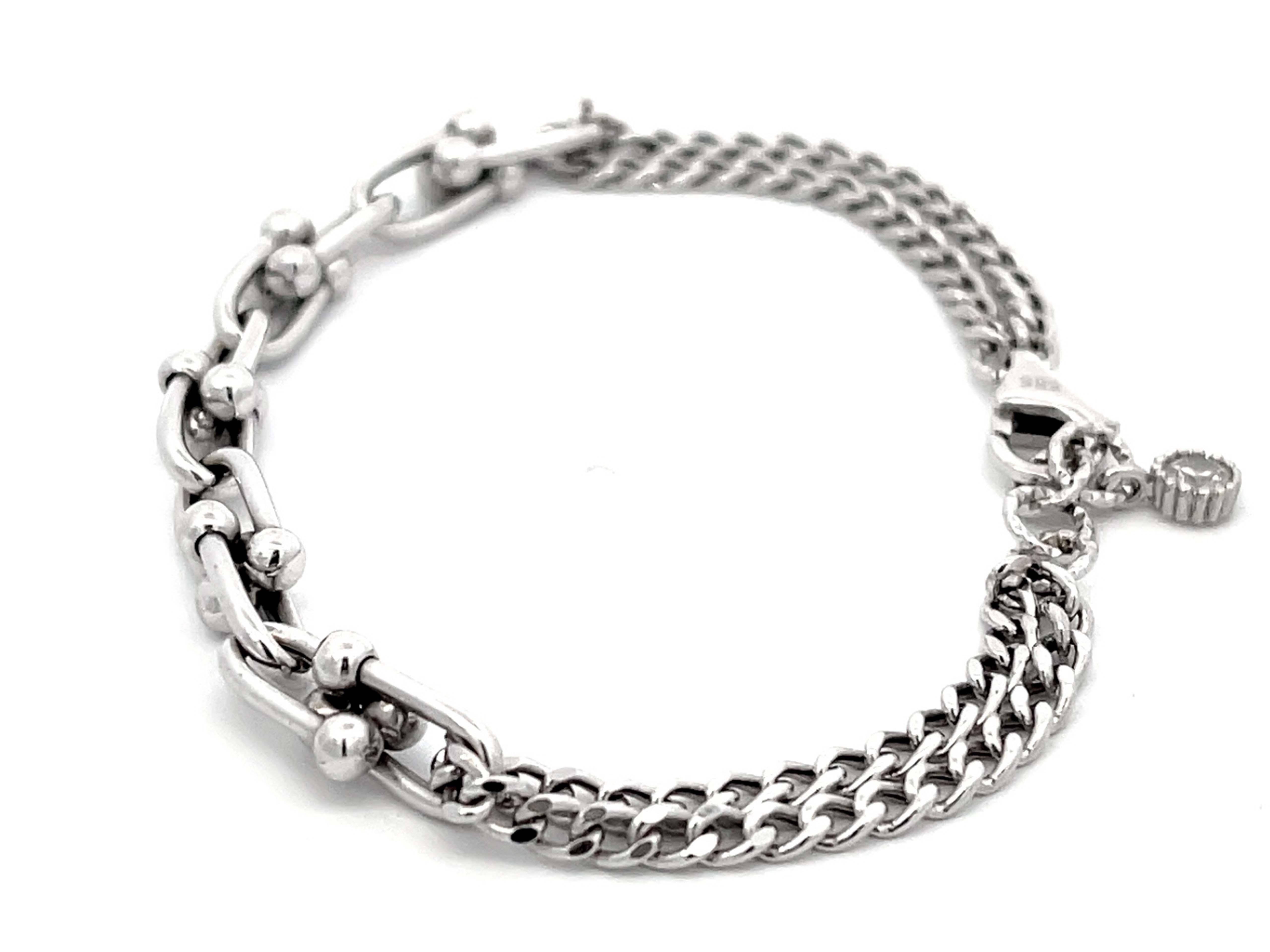 Modern Genola Chain Link Bracelet in 14k White Gold For Sale