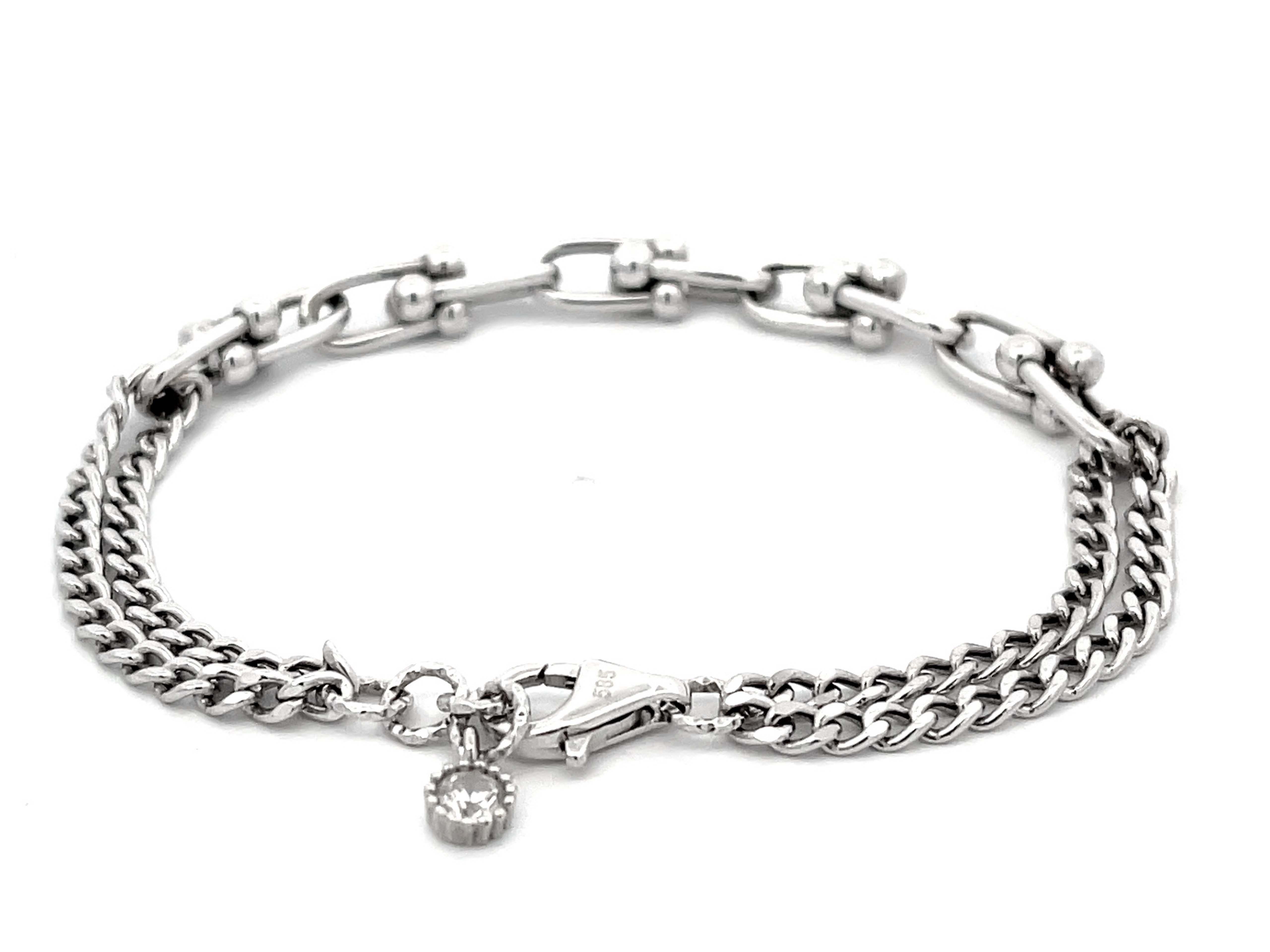 Genola Chain Link Bracelet in 14k White Gold In Excellent Condition For Sale In Honolulu, HI