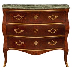 Genovesische Kommode aus Rosenholz, Marmor und Goldbronze, Louis XV.-Stil, 19. Jahrhundert