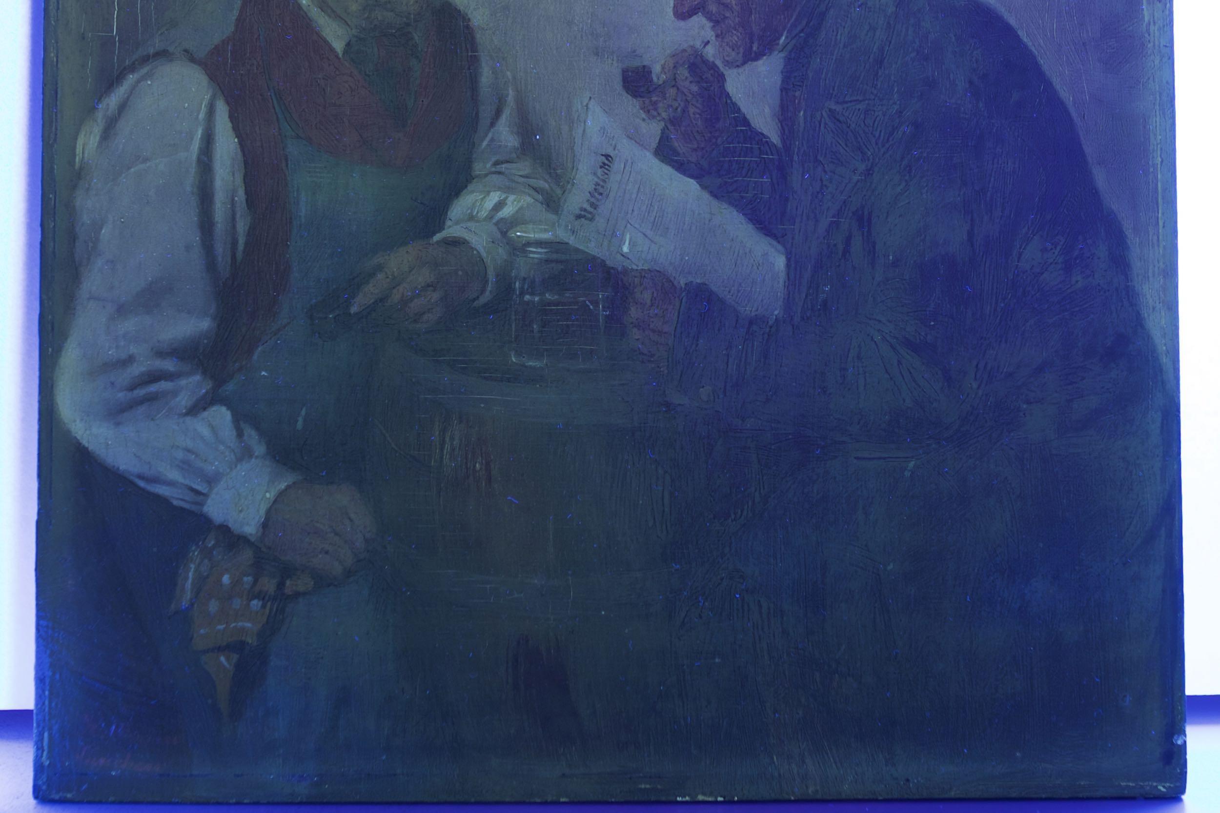 Peinture de genre d'hommes conversant par Hedwig Oehring (allemande, 1855-1907) en vente 9