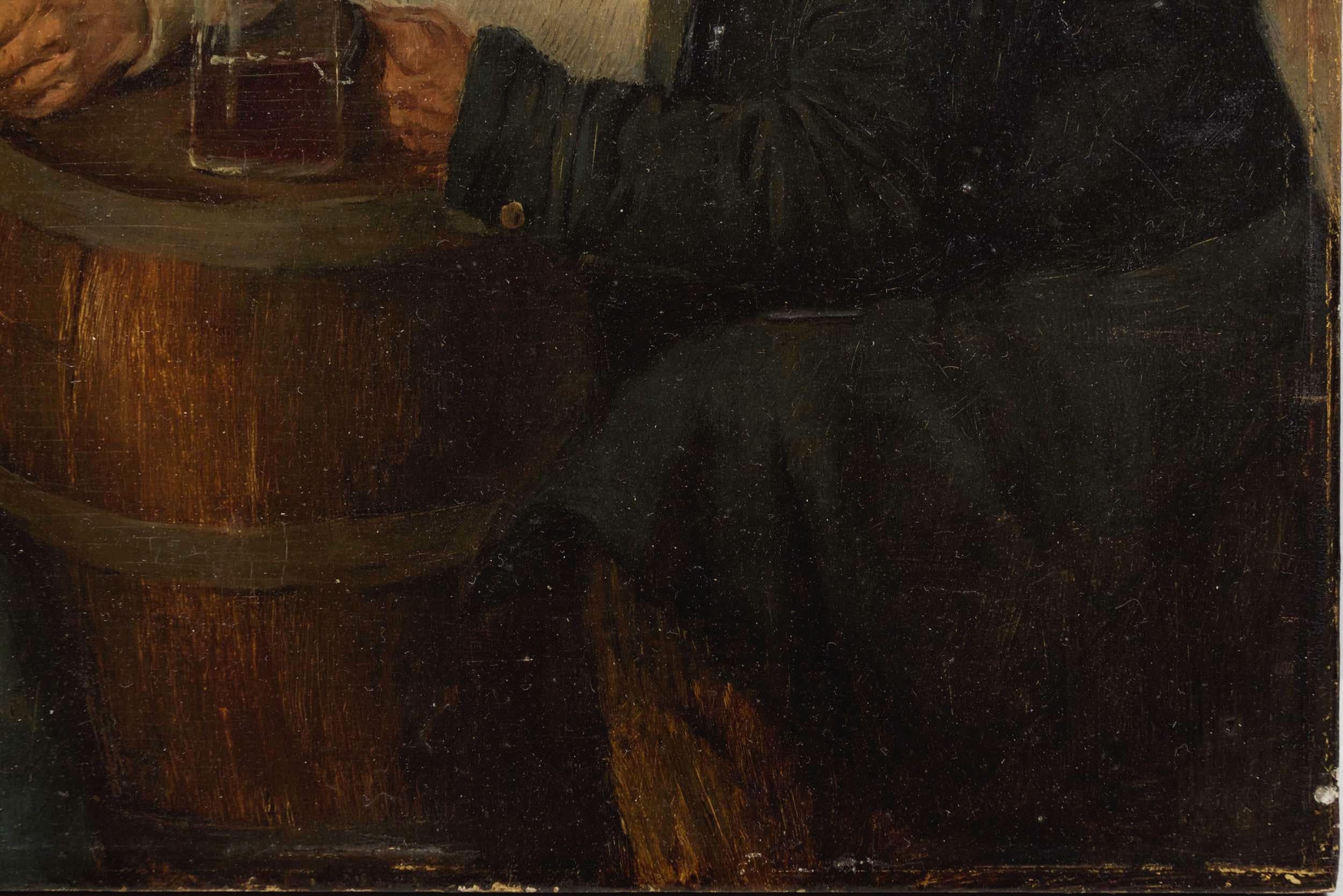Peint à la main Peinture de genre d'hommes conversant par Hedwig Oehring (allemande, 1855-1907) en vente