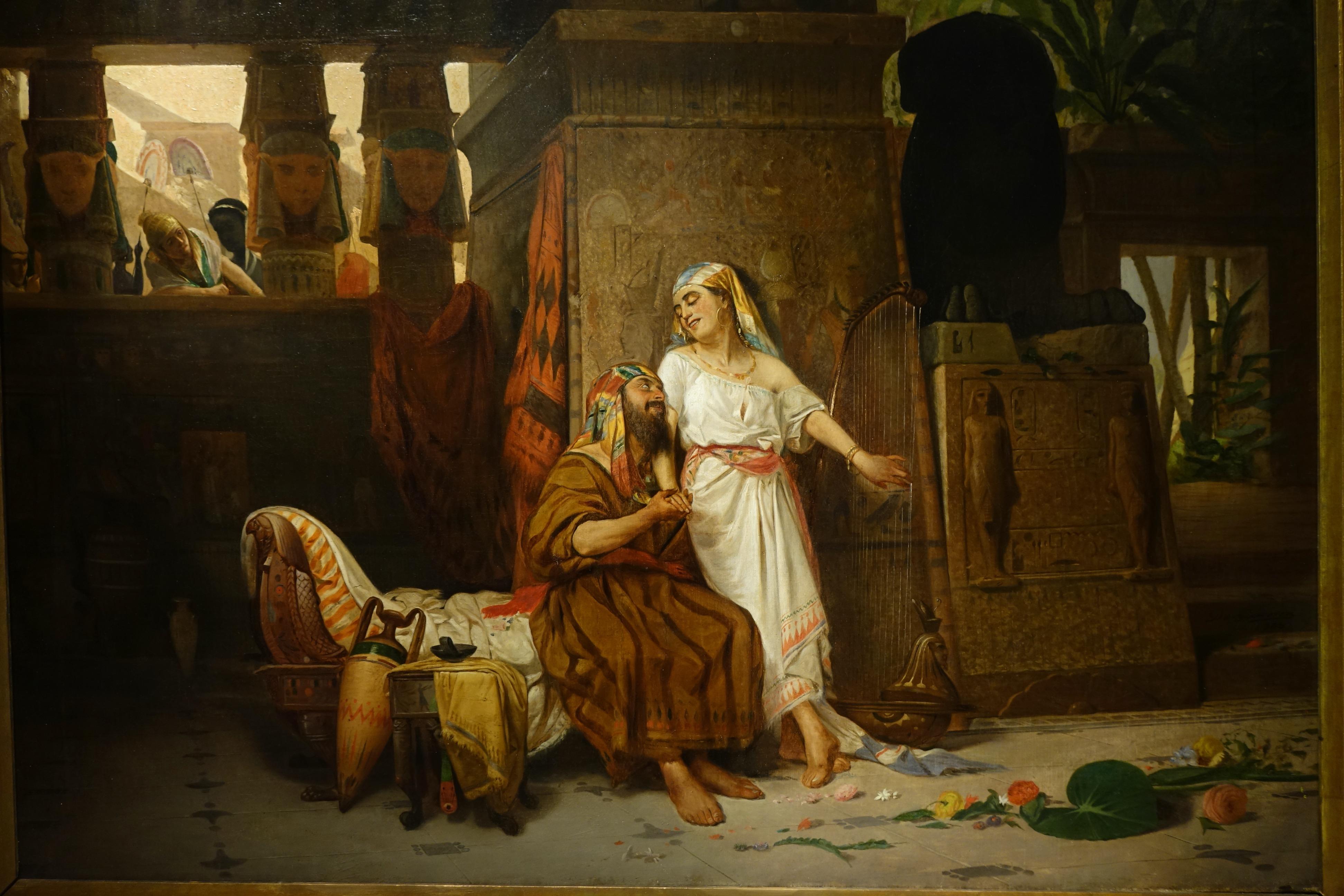 Canvas Genre Scene in Ancient Egypt, Eugenio De Giacomi, 1888