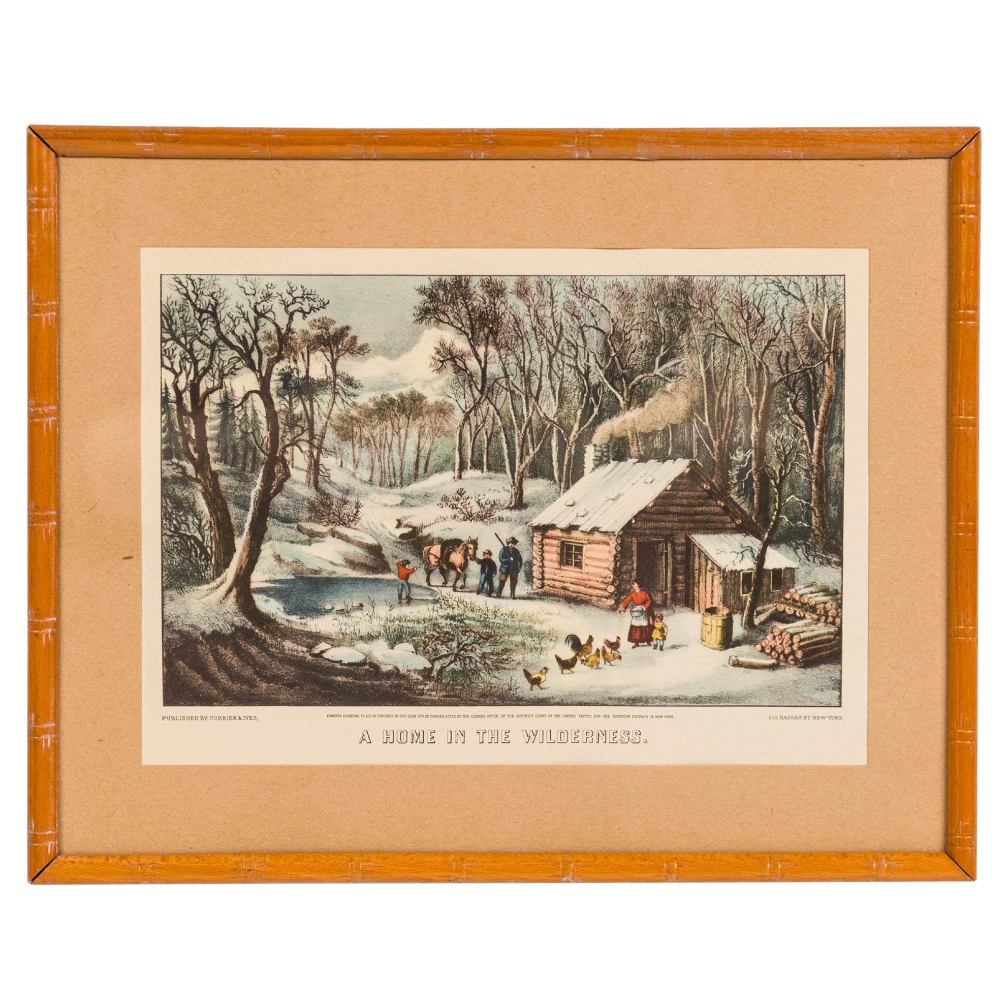 Genre Scene of People Near a Cabin In The Woods, "A Home in The Wilderness" For Sale
