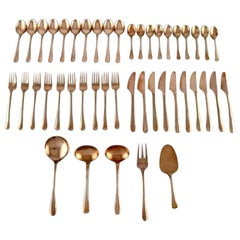 Vintage Gense, Sweden, Complete Lunch Service in Brass for 10 People, 1960s