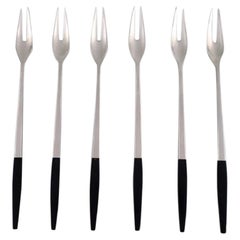 Gense, Sweden, Six Cold Meat Forks in Modern Design, 1960s-1970s