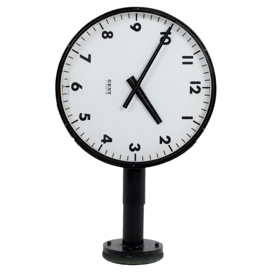 Gent of Leicester Double Sided Illuminated British Rail Station Clock For Sale
