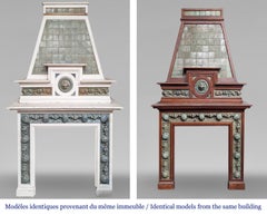 GENTIL & BOURDET – Oak and Blue Stoneware Fireplace with Egyptian Revival Motifs