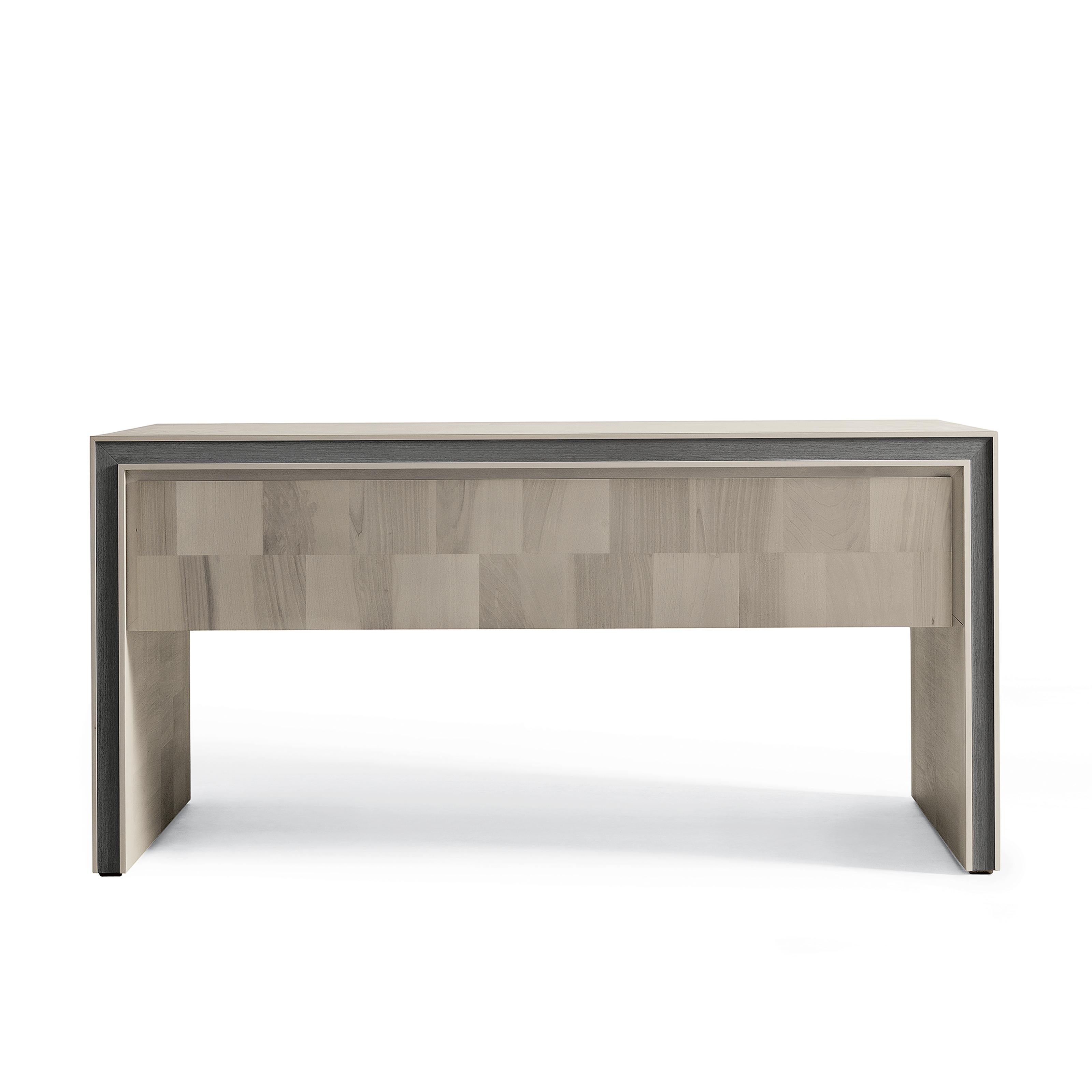 Modern Gentile Solid Wood Desk, Walnut in Hand-Made Natural grey Finish, Contemporary For Sale