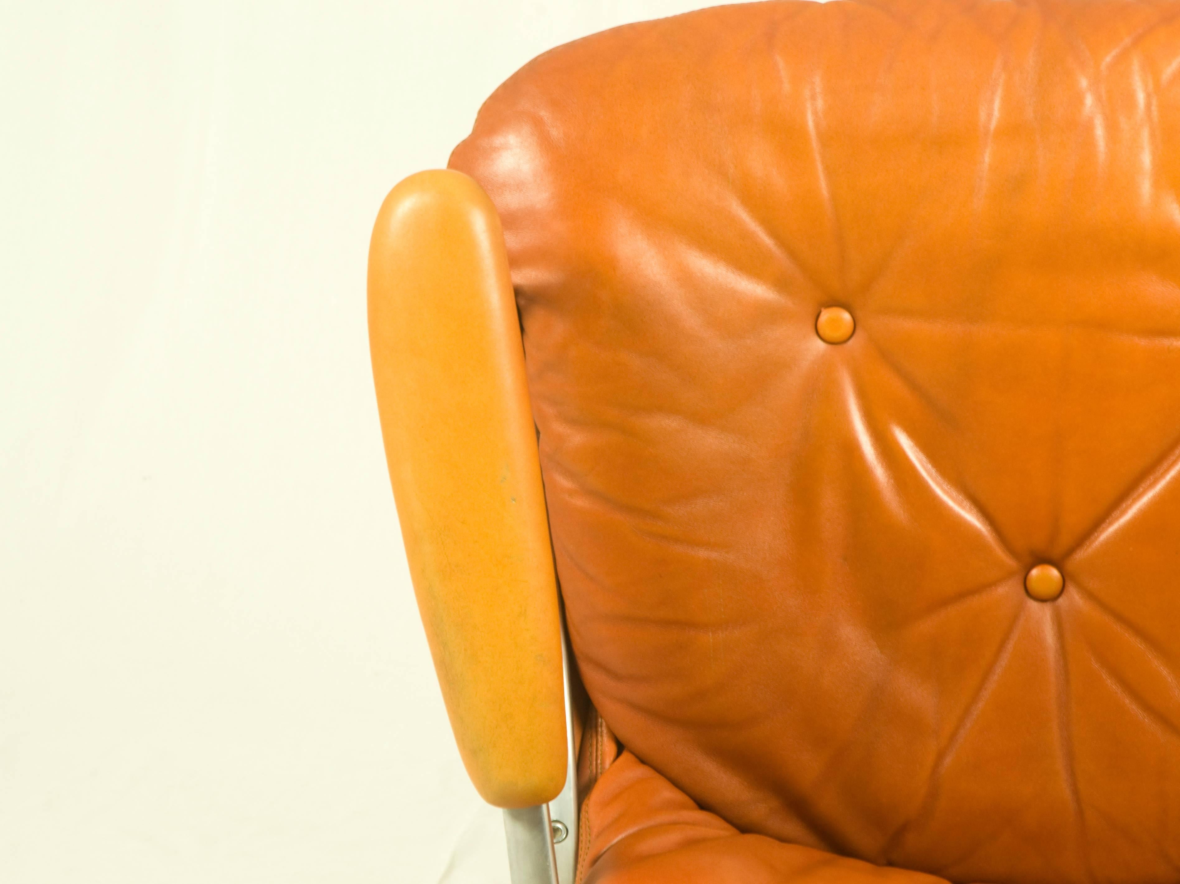 Gentilina Leather Armchairs by André Vandenbeuck for Strässle, 1960s, Set of Two 2