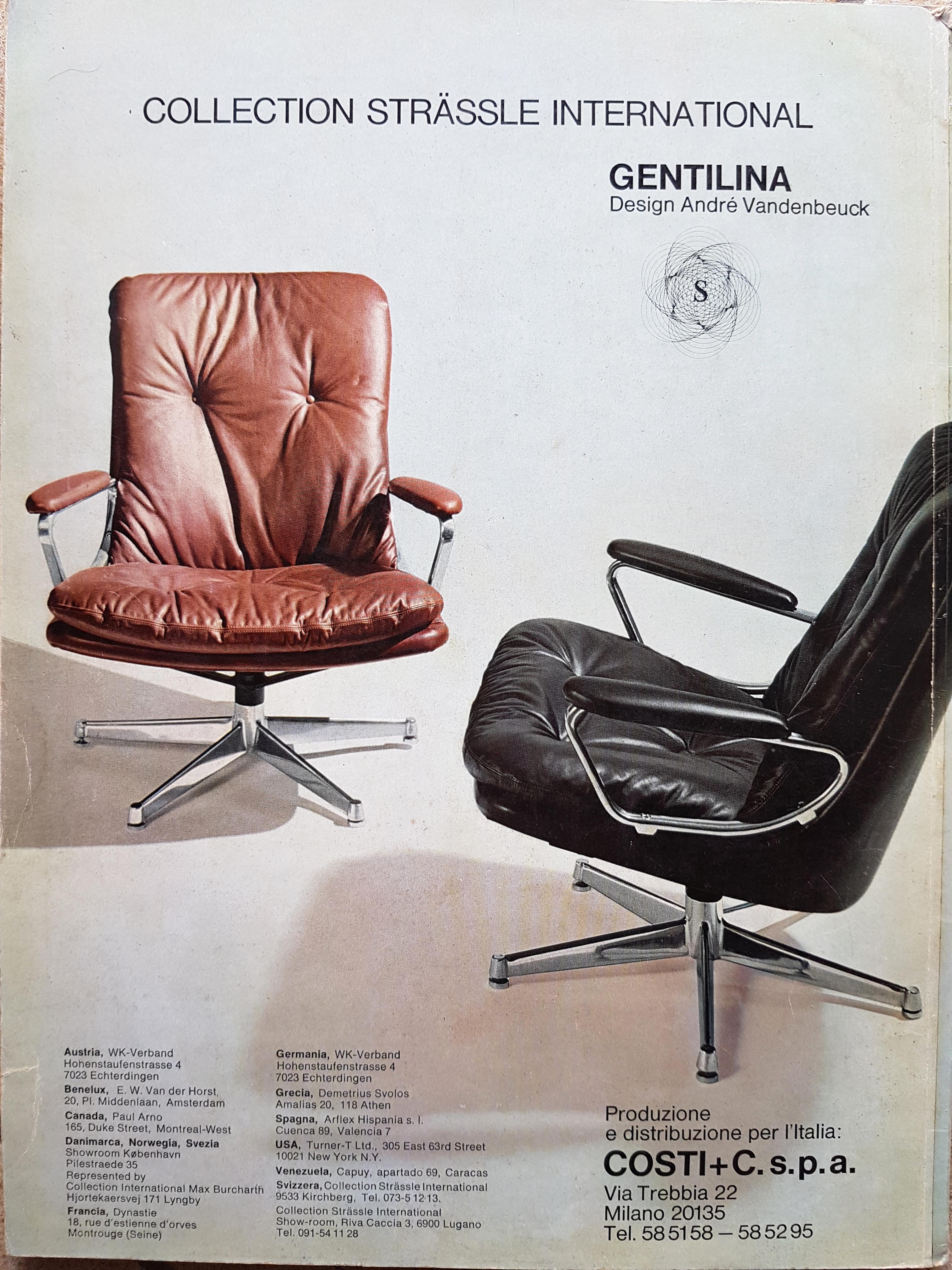 Gentilina Leather Armchairs by André Vandenbeuck for Strässle, 1960s, Set of Two 3