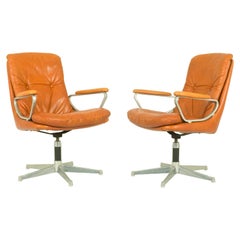 Gentilina Leather Armchairs by André Vandenbeuck for Strässle, 1960s, Set of Two