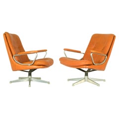 Gentilina Leder-Loungesessel von André Vandenbeuck für Strässle, 1960er Jahre, Paar