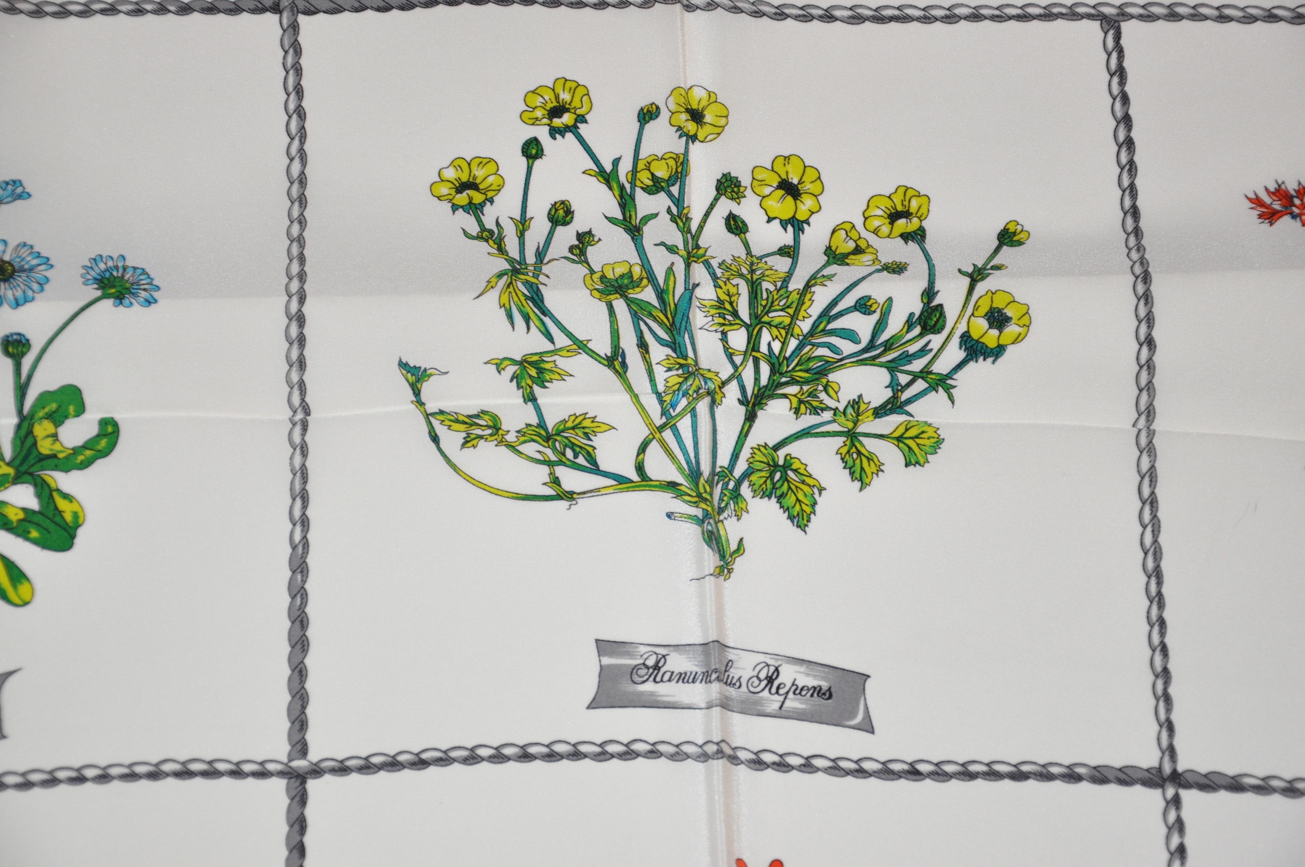 Wunderschöne Kollektion von floralen Angeboten mit gelben Bordüren, Seidenschal im Angebot 6