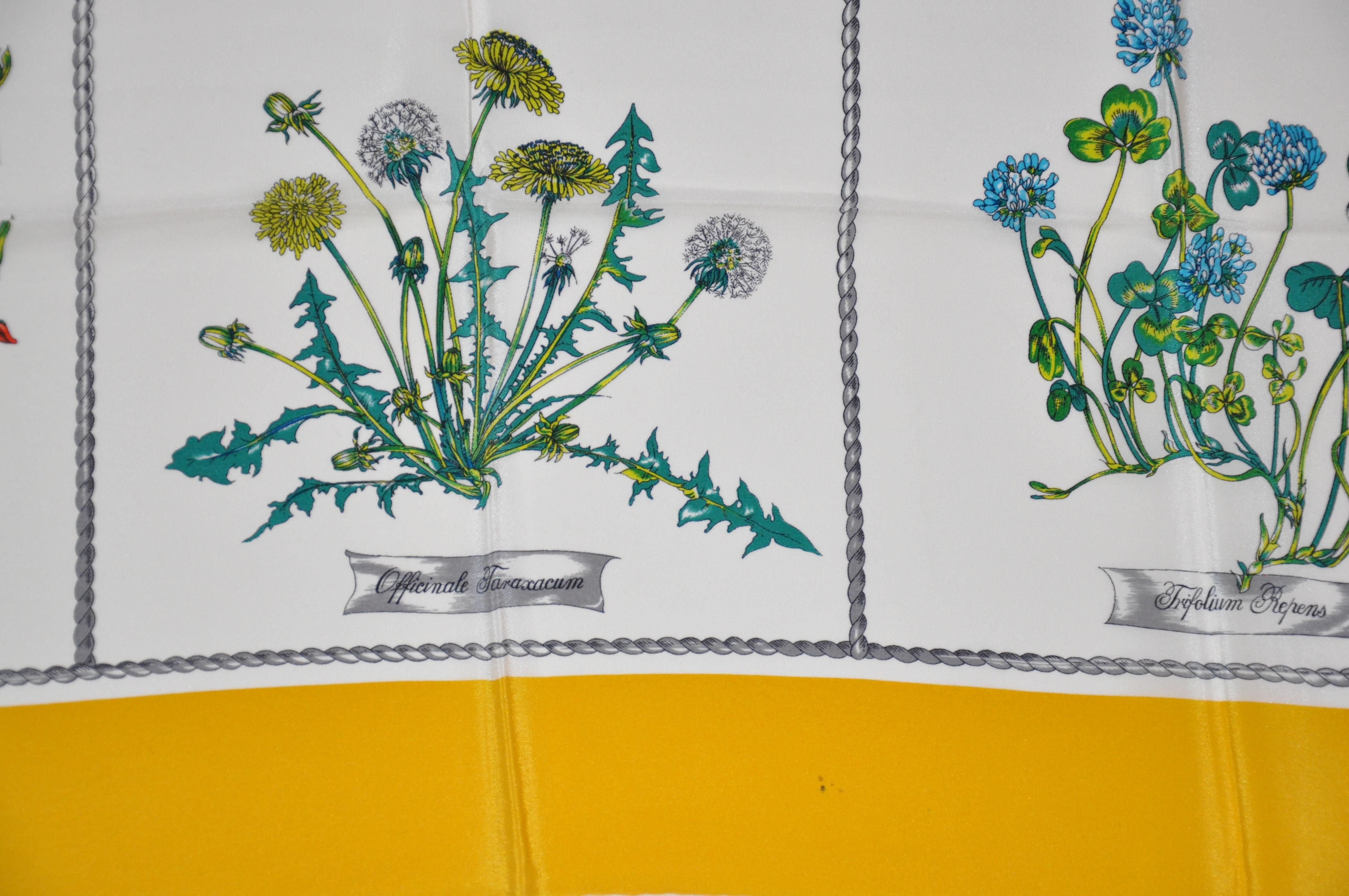 Merveilleuse collection d'annonces florales Gentilucci avec écharpe en soie à bordures jaunes Unisexe en vente