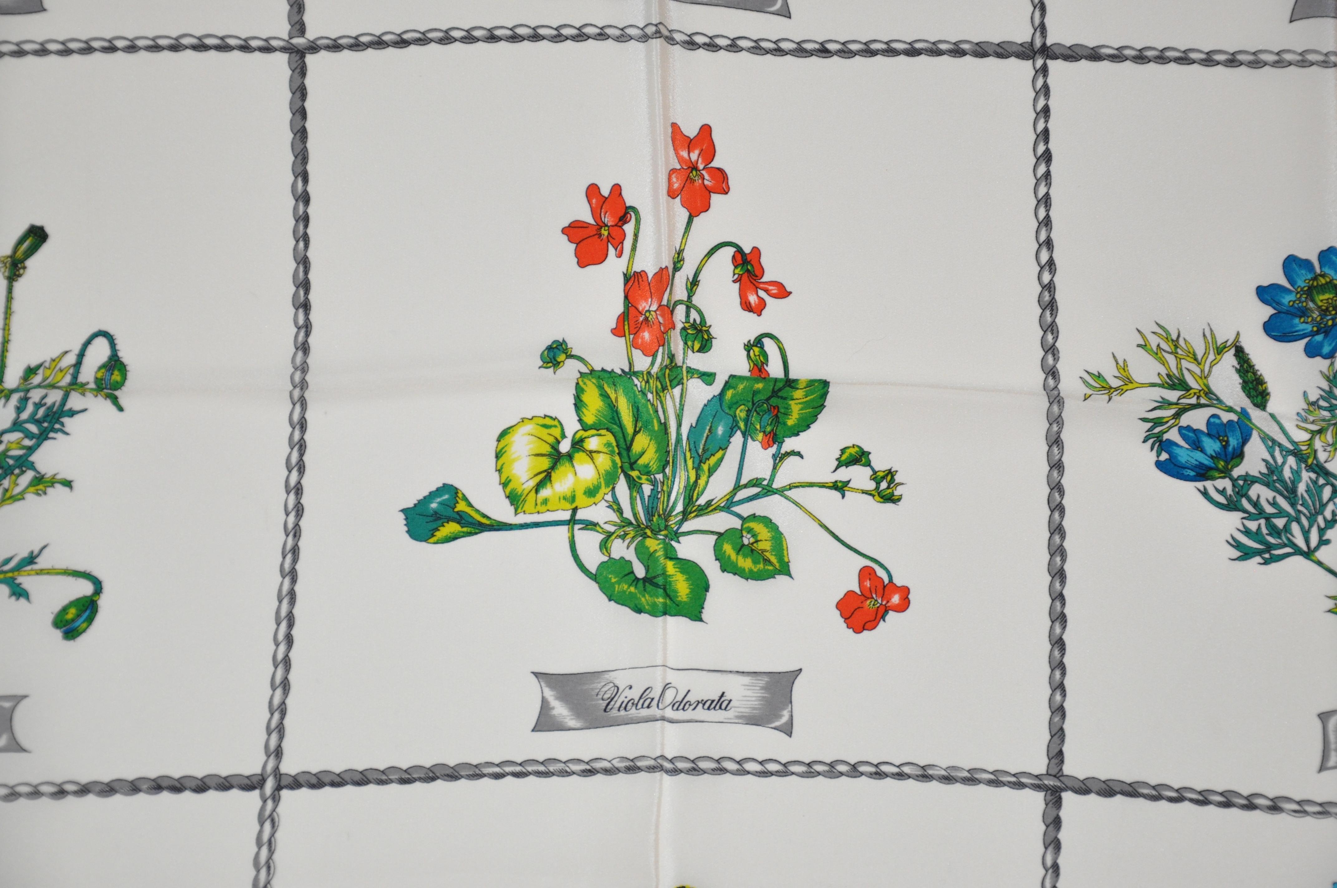 Gentilucci Wonderful Collection of Floral Listings w/ Yellow Borders Silk Scarf For Sale 1