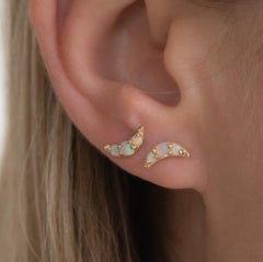 Gentle Embers Opal Earrings in 14K Gold by Anastassia Sel Jewelry
