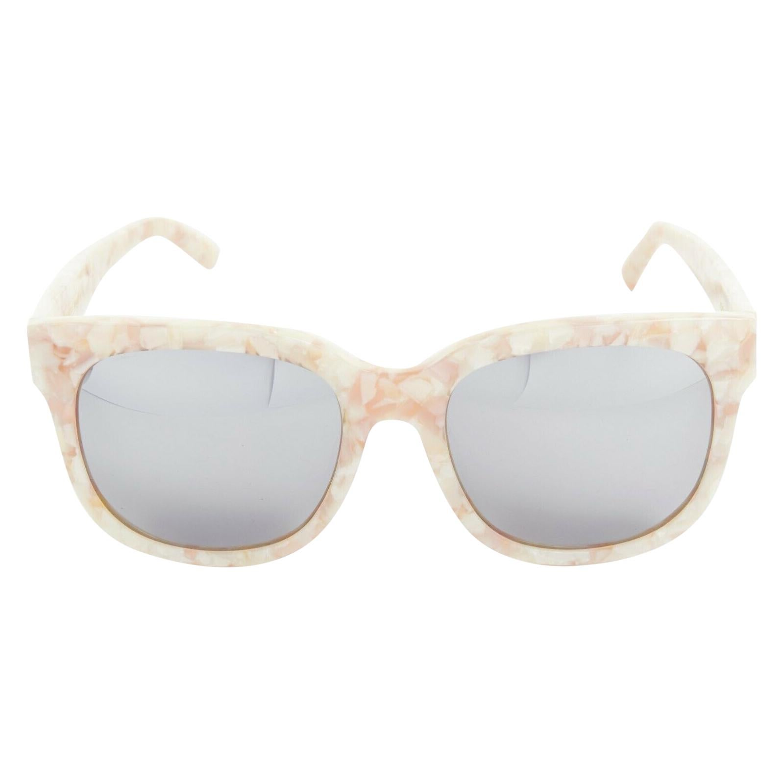 GENTLE MONSTER DIDI D beige marble resin square reflective lens sunglasses