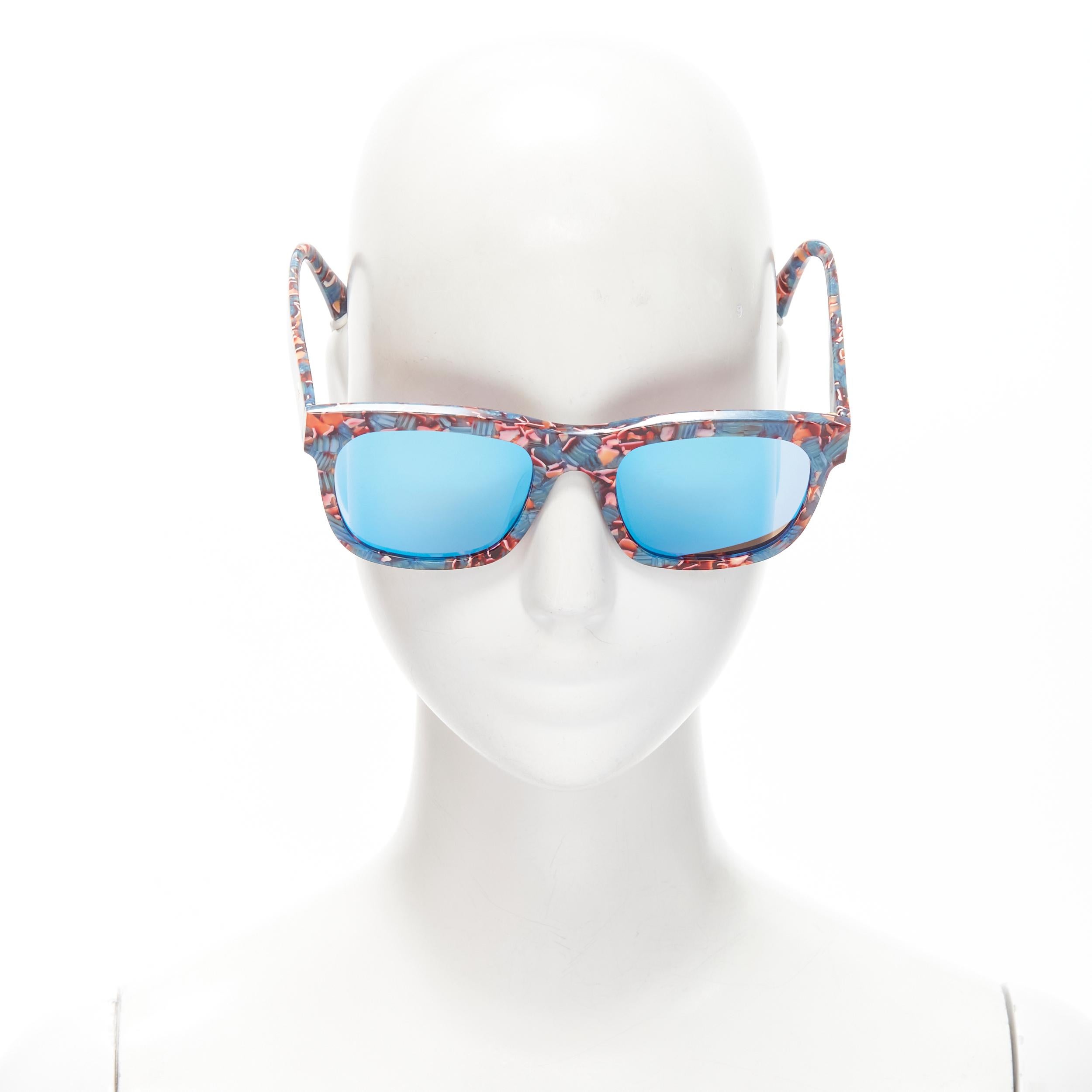 Gray GENTLE MONSTER Kaiser blue floral acetate mirrored lens sunglasses