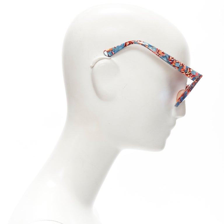 GENTLE MONSTER Kaiser blue floral acetate mirrored lens sunglasses at