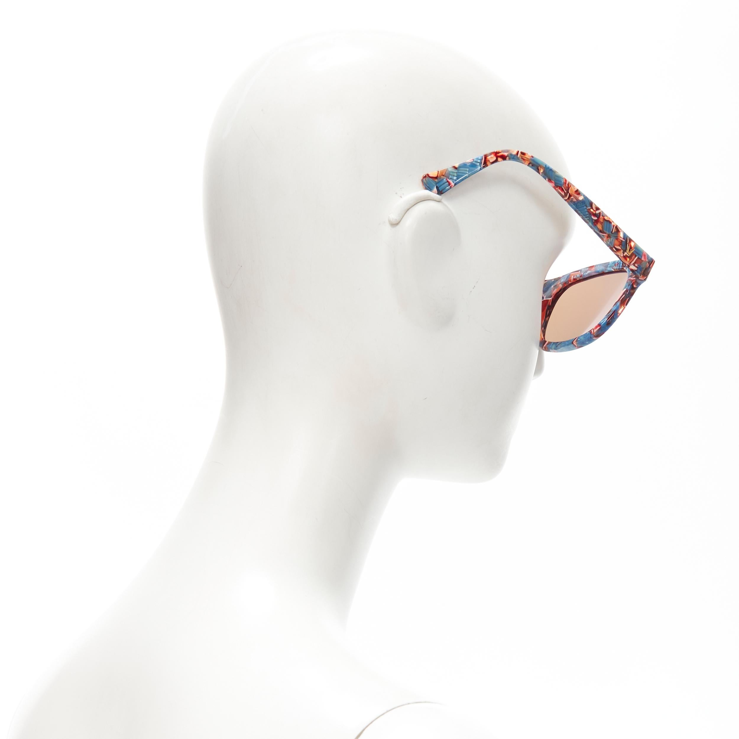 GENTLE MONSTER Kaiser blue floral acetate mirrored lens sunglasses For Sale 2