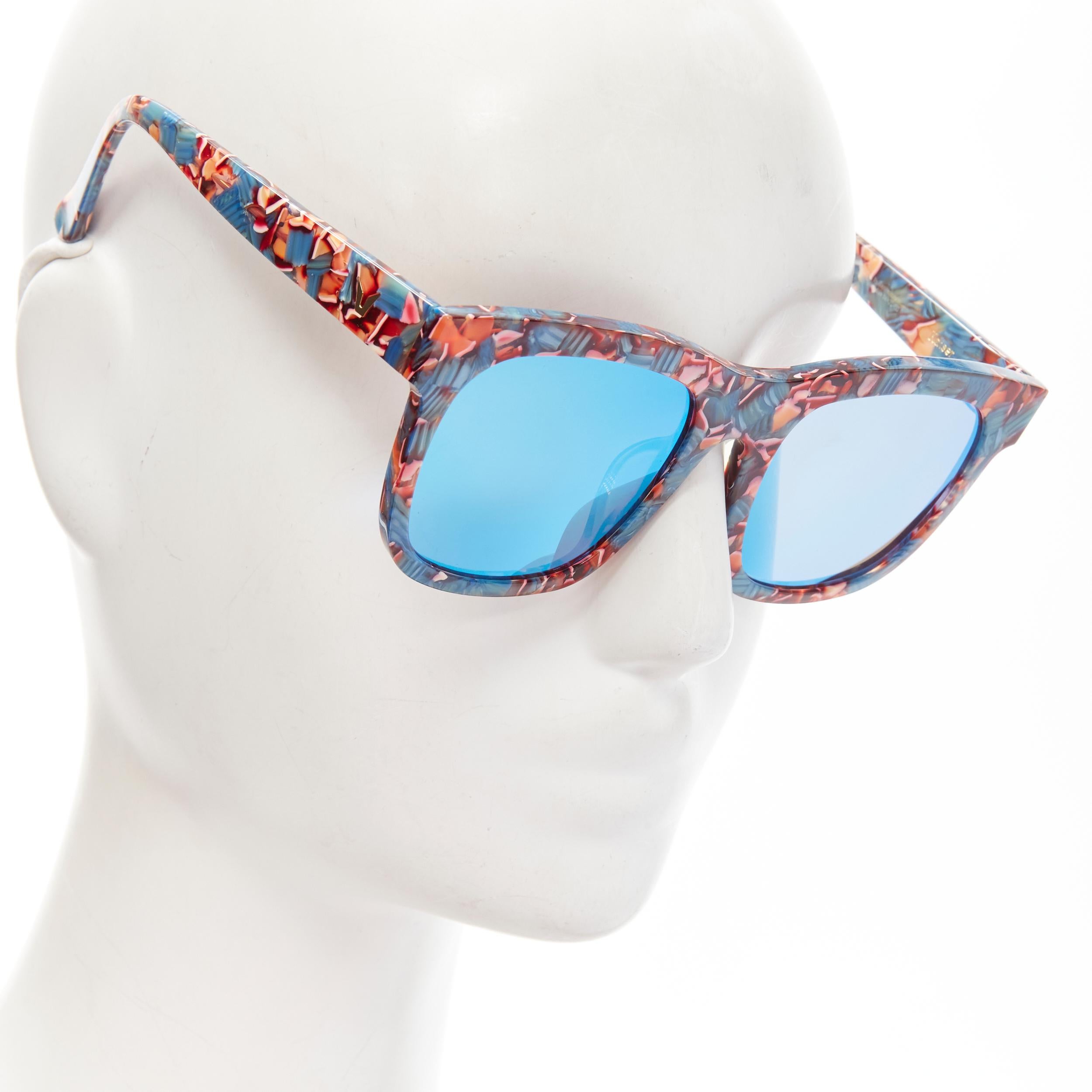 GENTLE MONSTER Kaiser blue floral acetate mirrored lens sunglasses For Sale 3