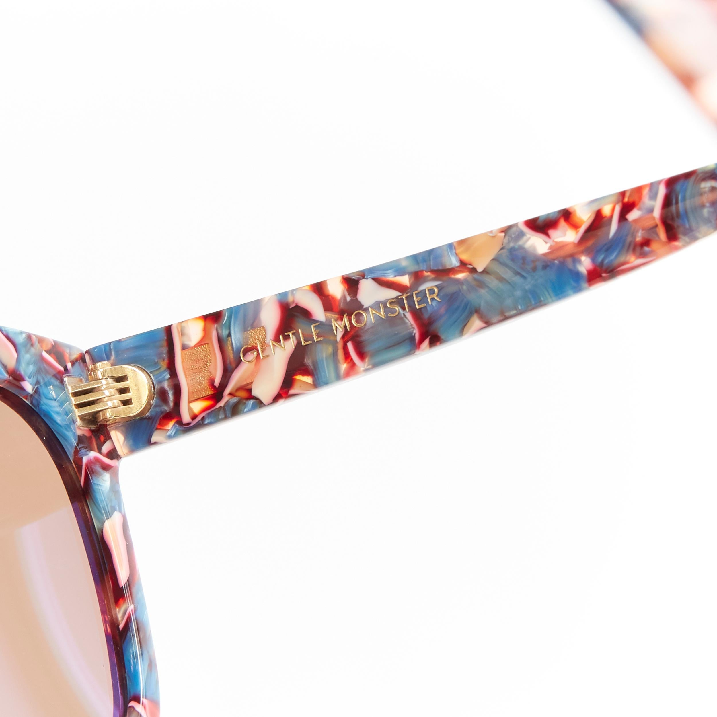 GENTLE MONSTER Kaiser blue floral acetate mirrored lens sunglasses 4