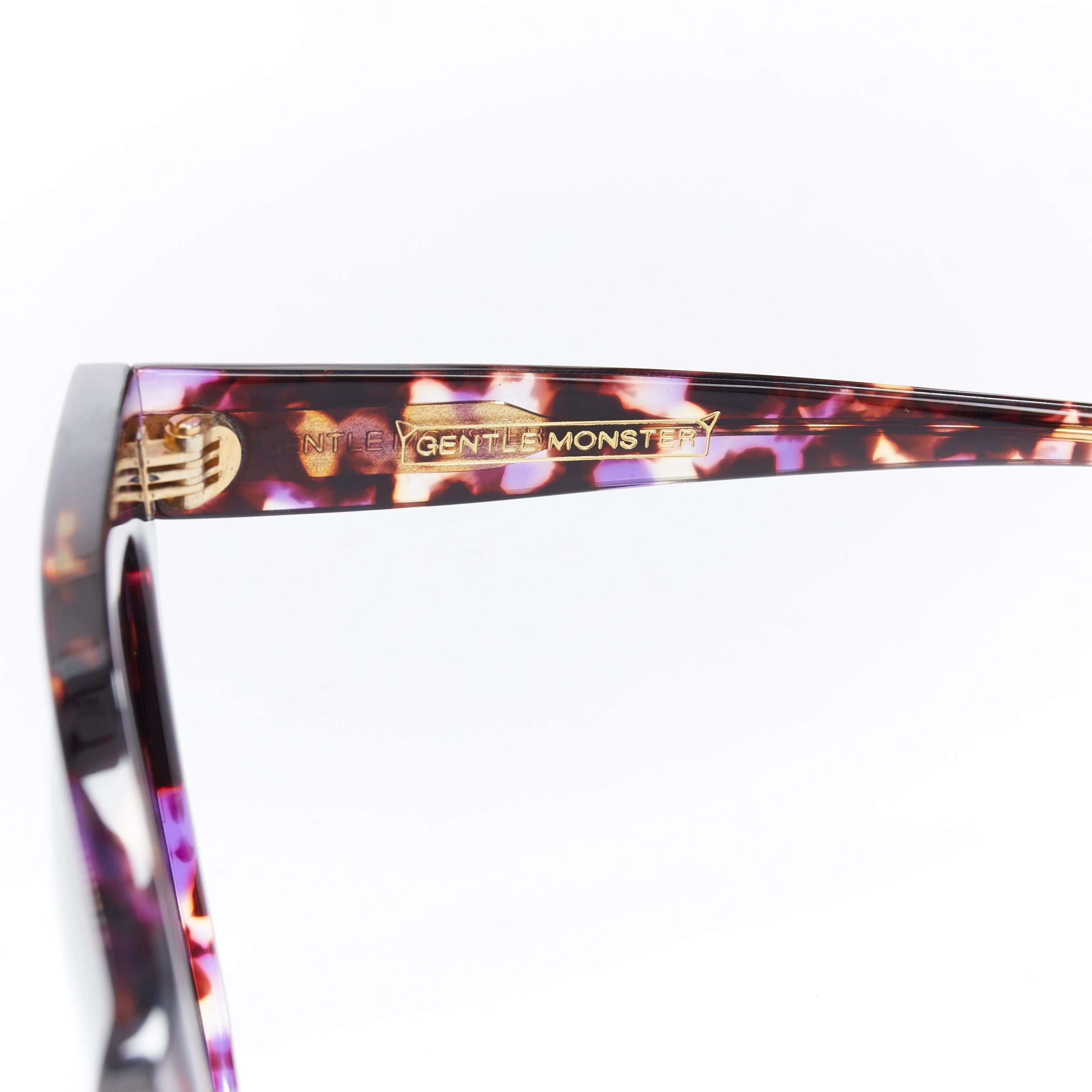 Gray GENTLE MONSTER La Rouge purple tortoise resin black lens cat eye sunglasses