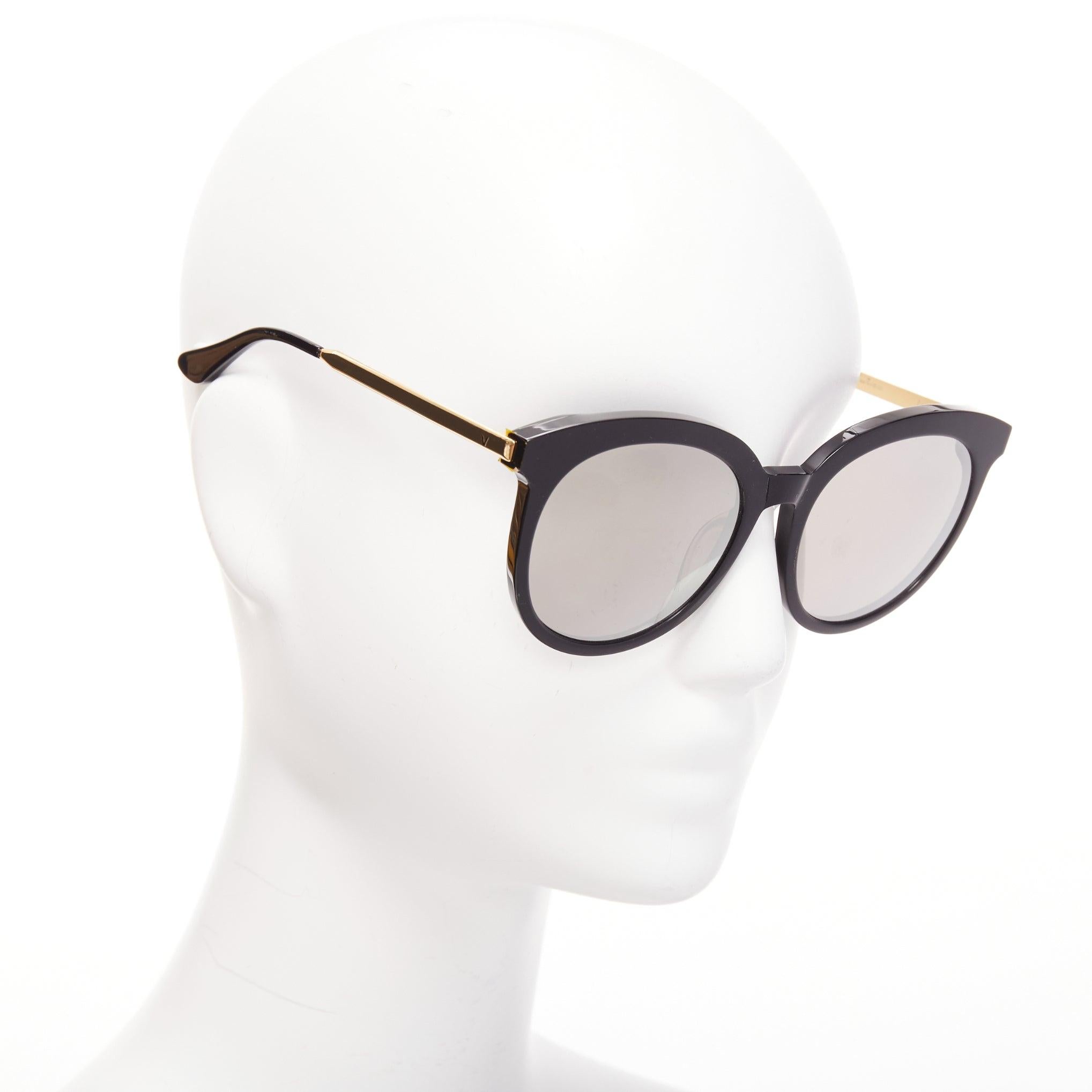 Gray GENTLE MONSTER Lovesome black reflective lens gold oversized sunglasses For Sale