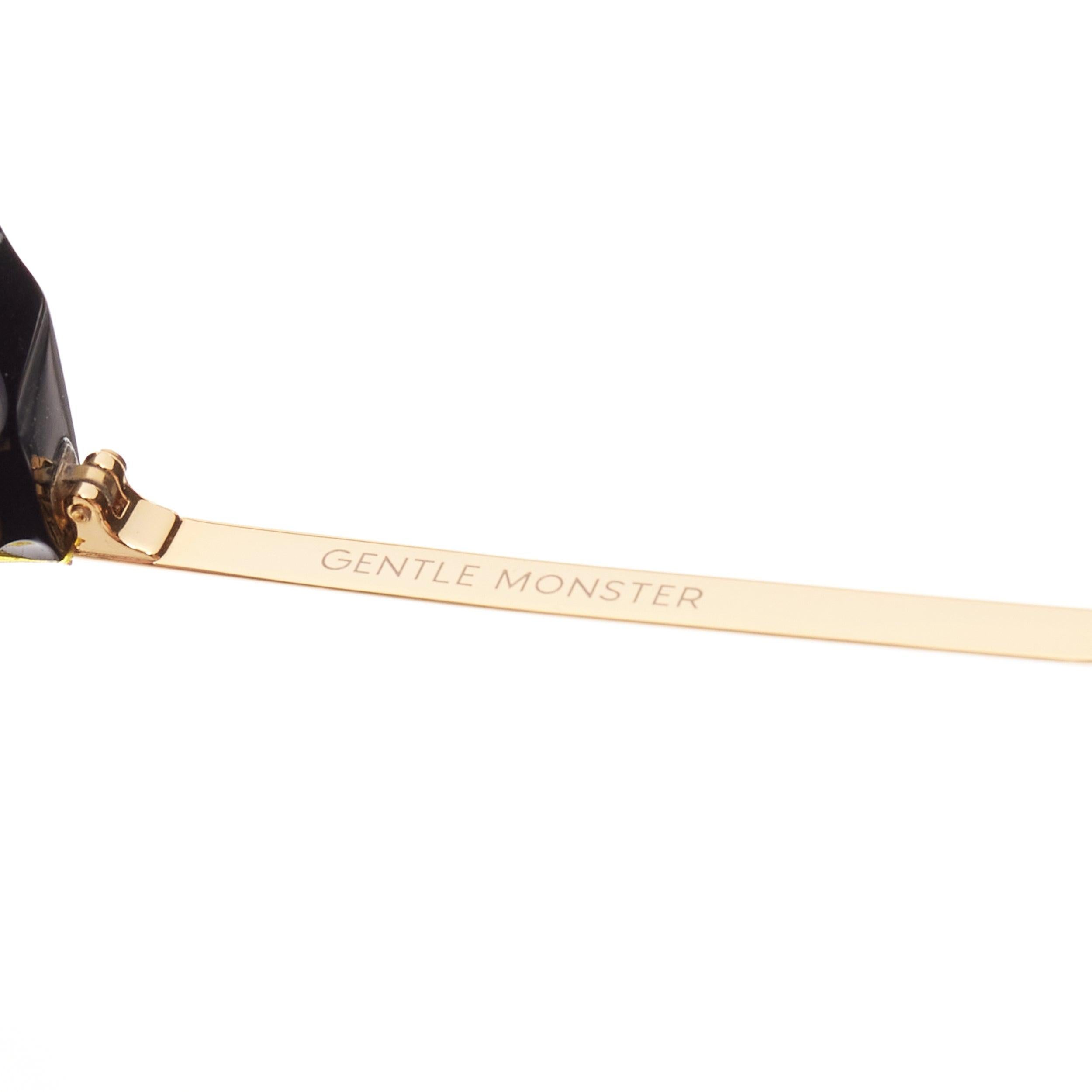 GENTLE MONSTER Lovesome black reflective lens gold oversized sunglasses For Sale 4