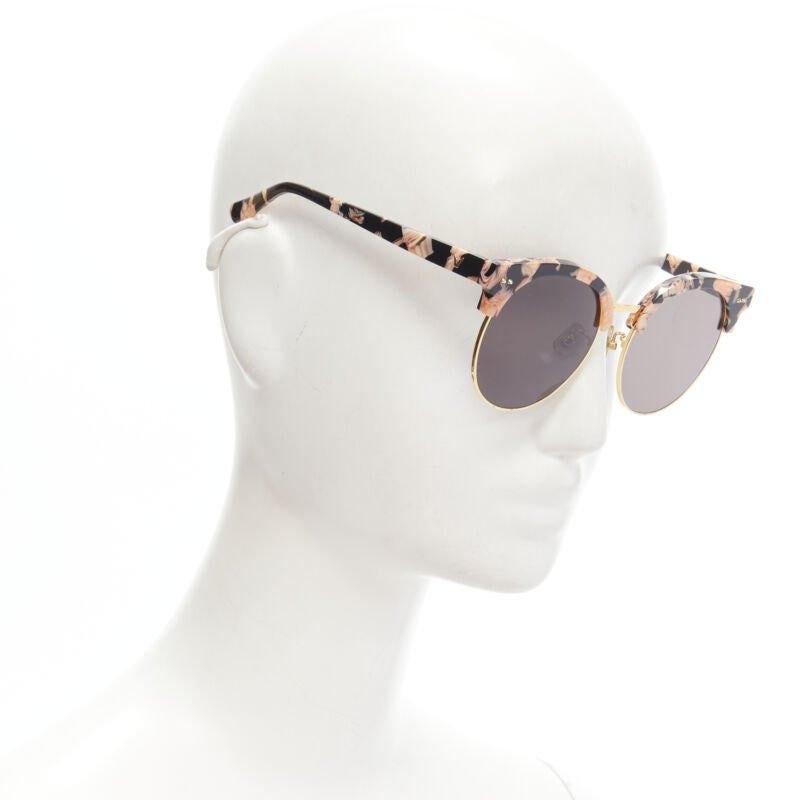 Gray GENTLE MONSTER Moon Cut orange black acetate half frame sunglasses For Sale
