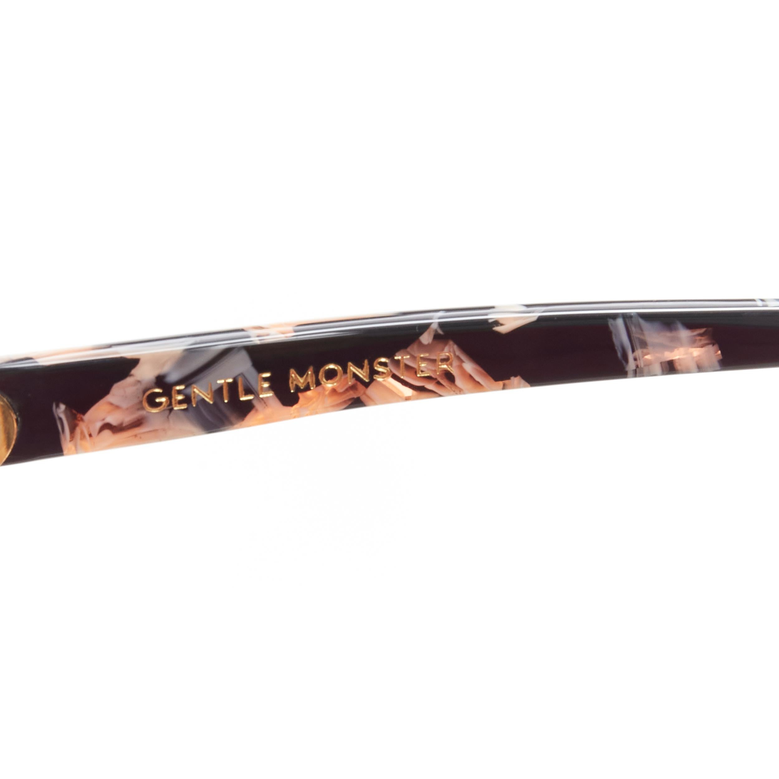 GENTLE MONSTER Moon Cut orange black acetate half frame sunglasses For Sale 3