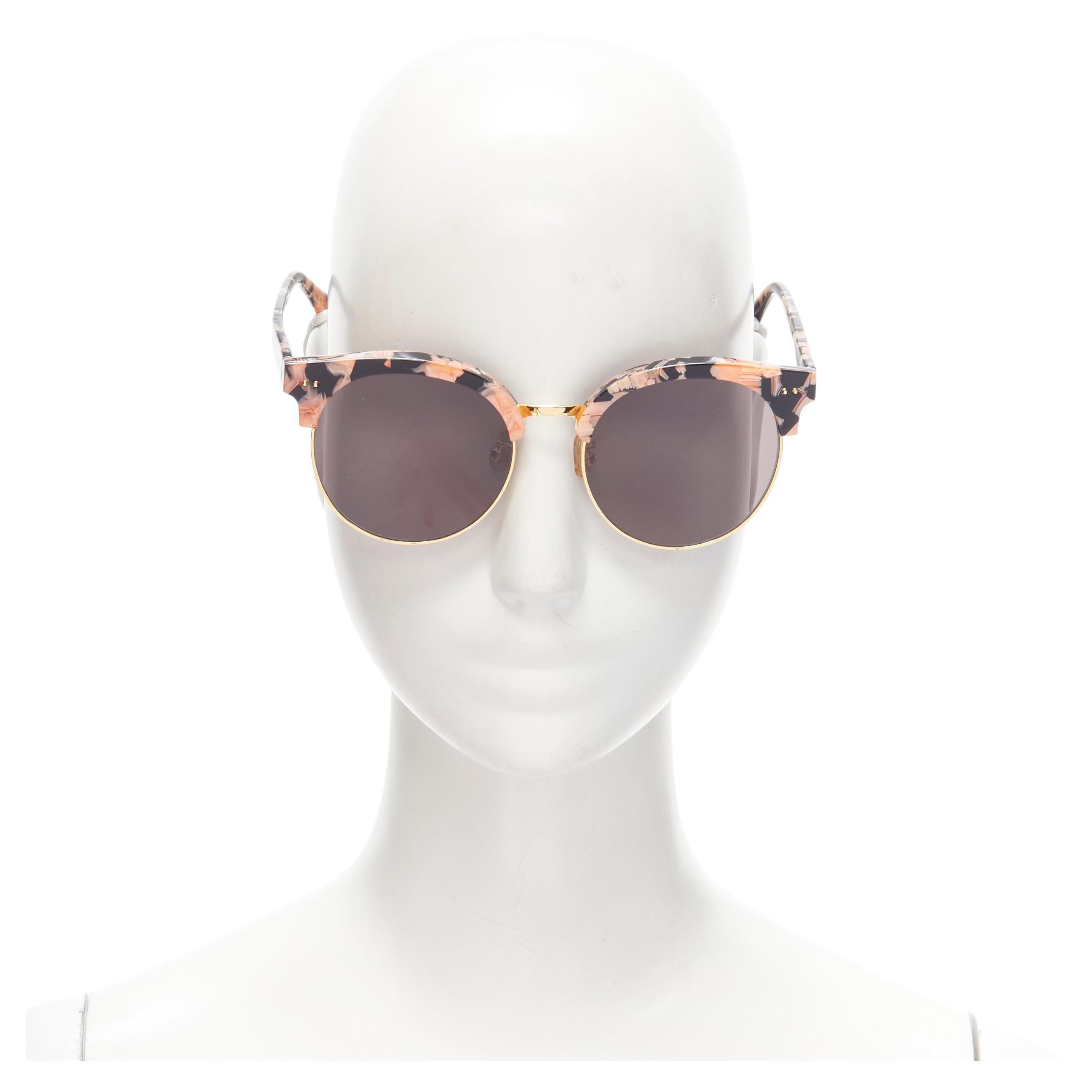GENTLE MONSTER Moon Cut orange black acetate half frame sunglasses For Sale
