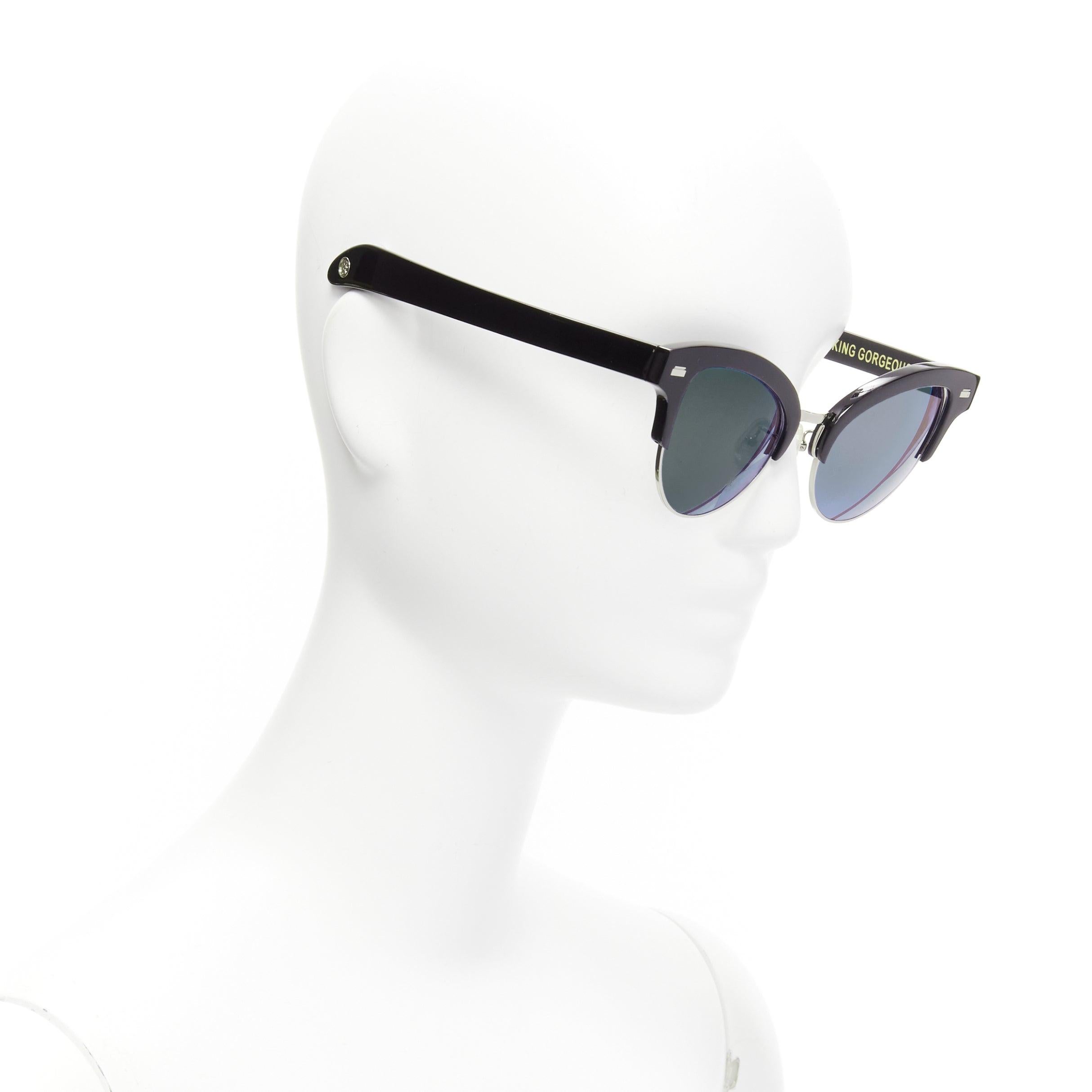 Black GENTLE MONSTER Pushbutton No.2 Inflexible J01 black cat eye sunglasses For Sale