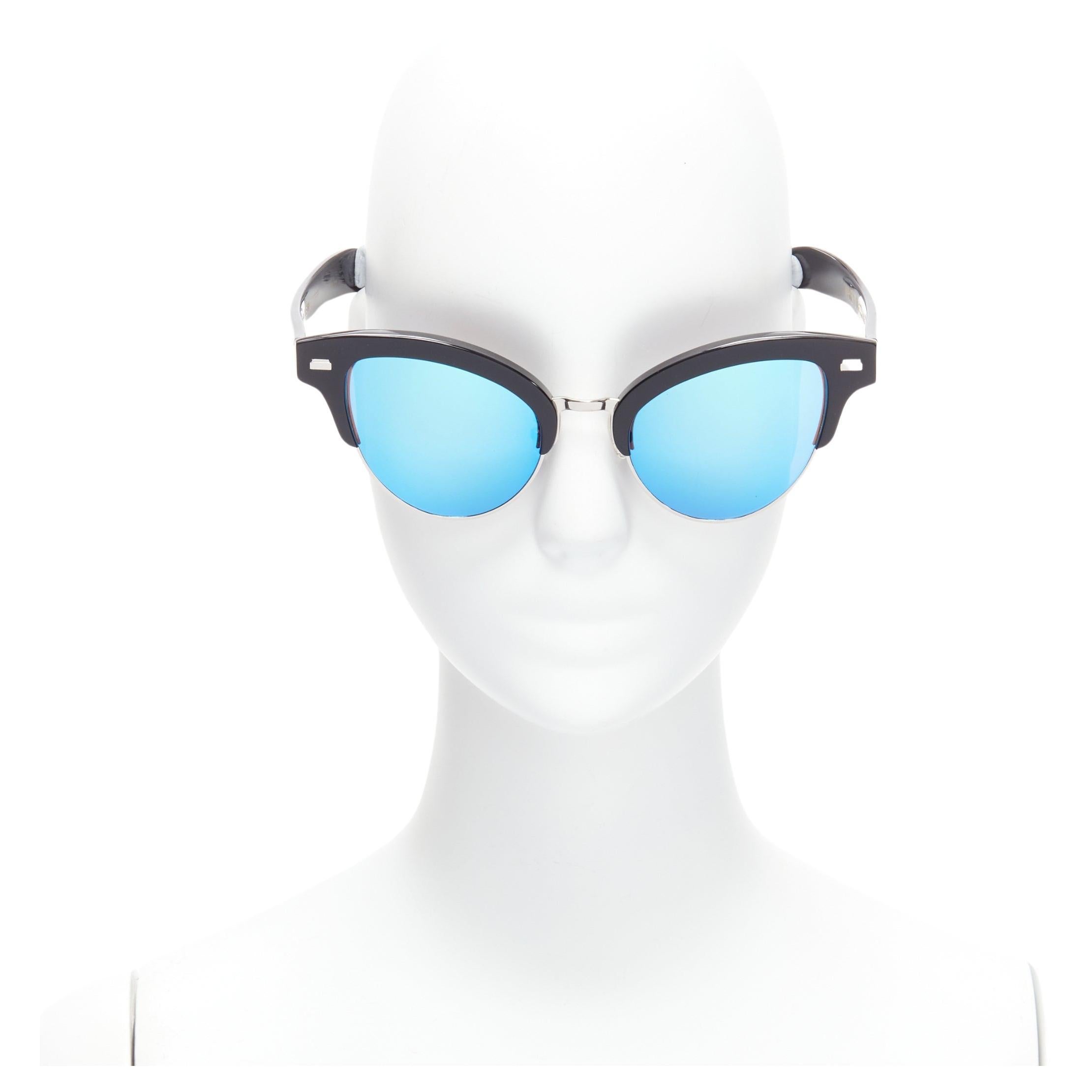 GENTLE MONSTER Pushbutton No.2 Inflexible J01 blue lens cat eye sunglasses For Sale