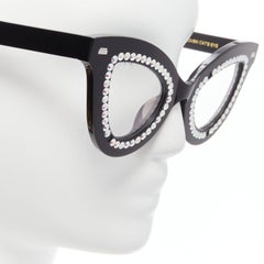 GENTLE MONSTER Pushbutton Swarovski Katzenauge Schwarze Kristall-Sonnenbrille