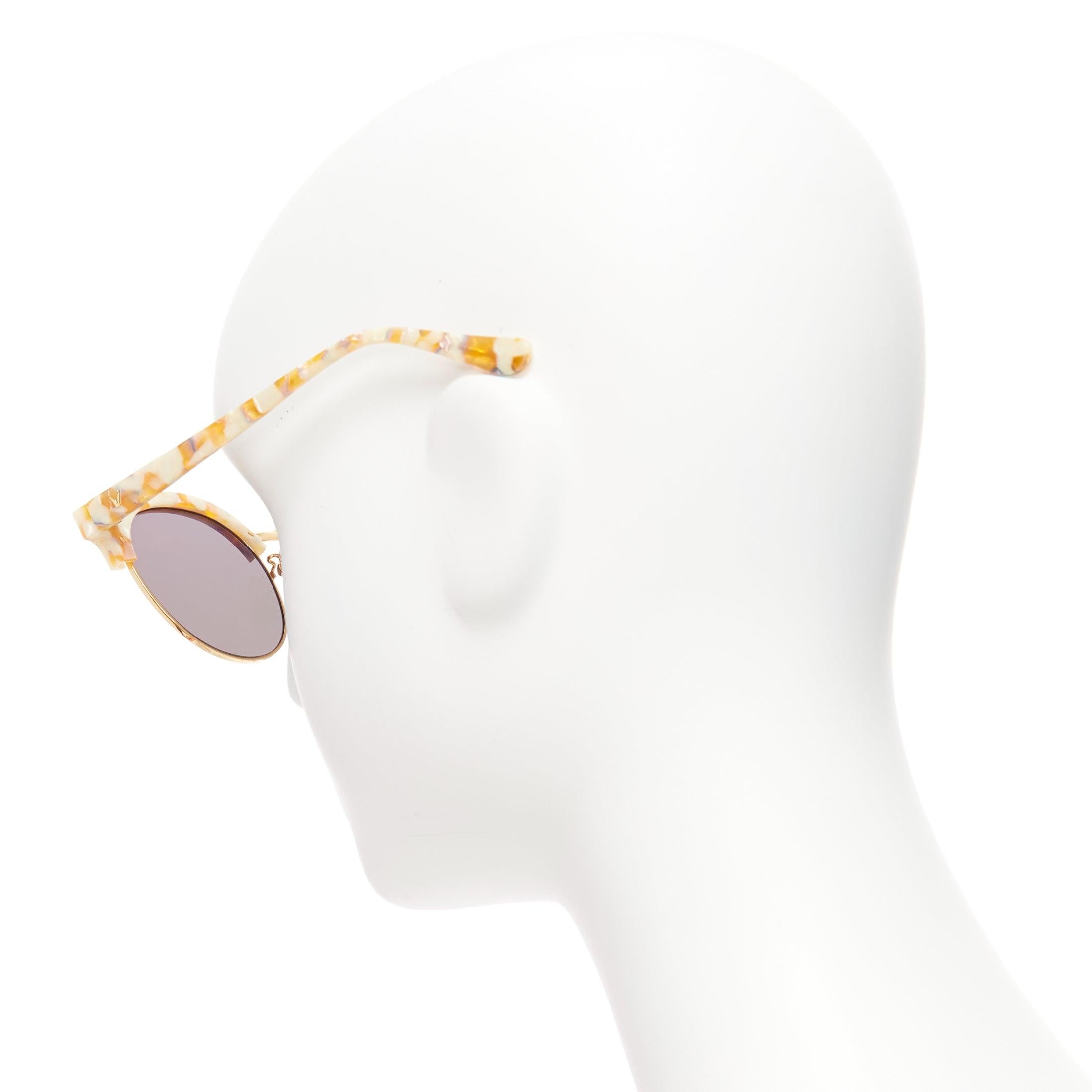 GENTLE MONSTER TOME Supernature gold black cateye reflective purple sunglasses For Sale 2